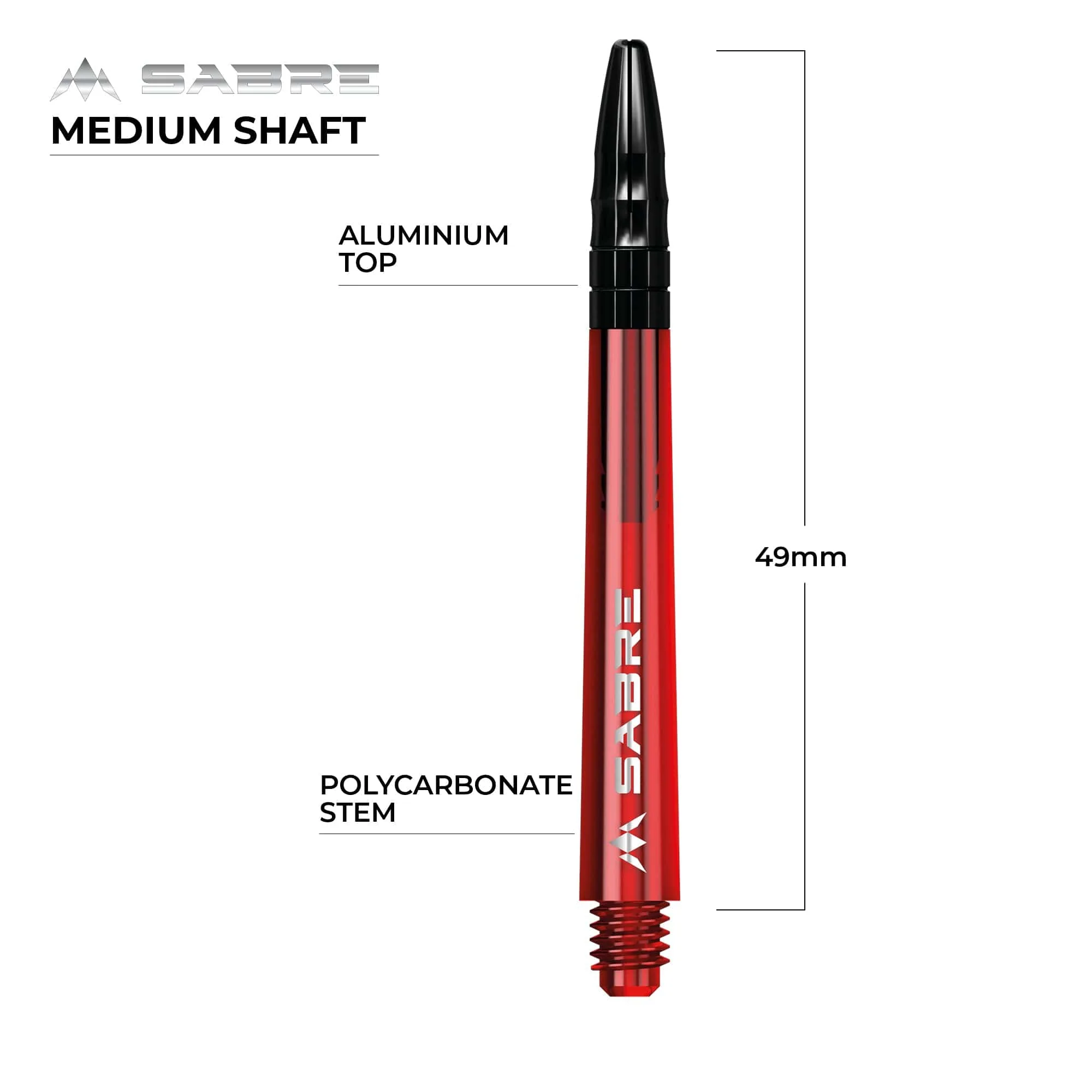 *Mission Sabre Shafts - Polycarbonate Dart Stems - Red - Black Top - Image 7