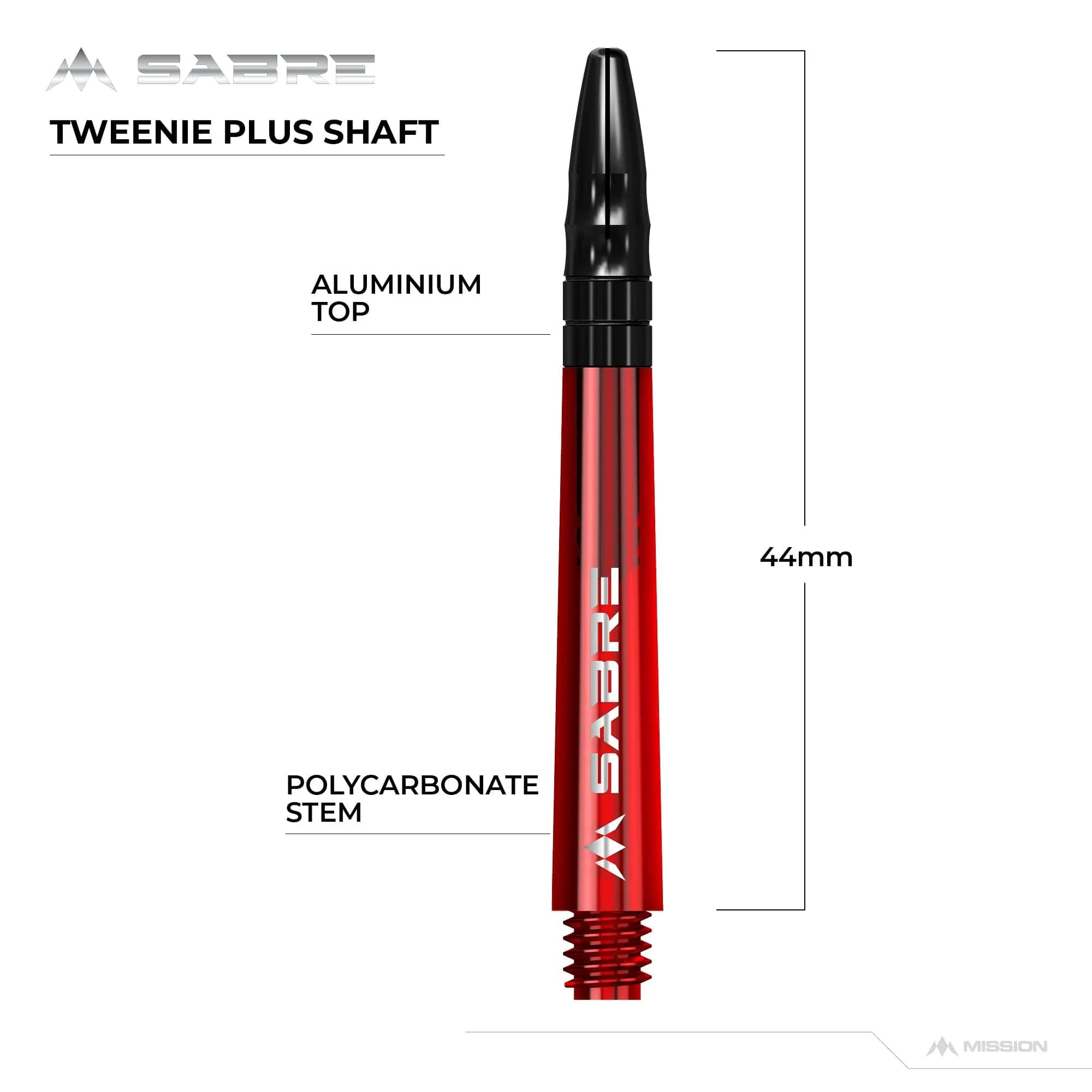 *Mission Sabre Shafts - Polycarbonate Dart Stems - Red - Black Top - Image 9