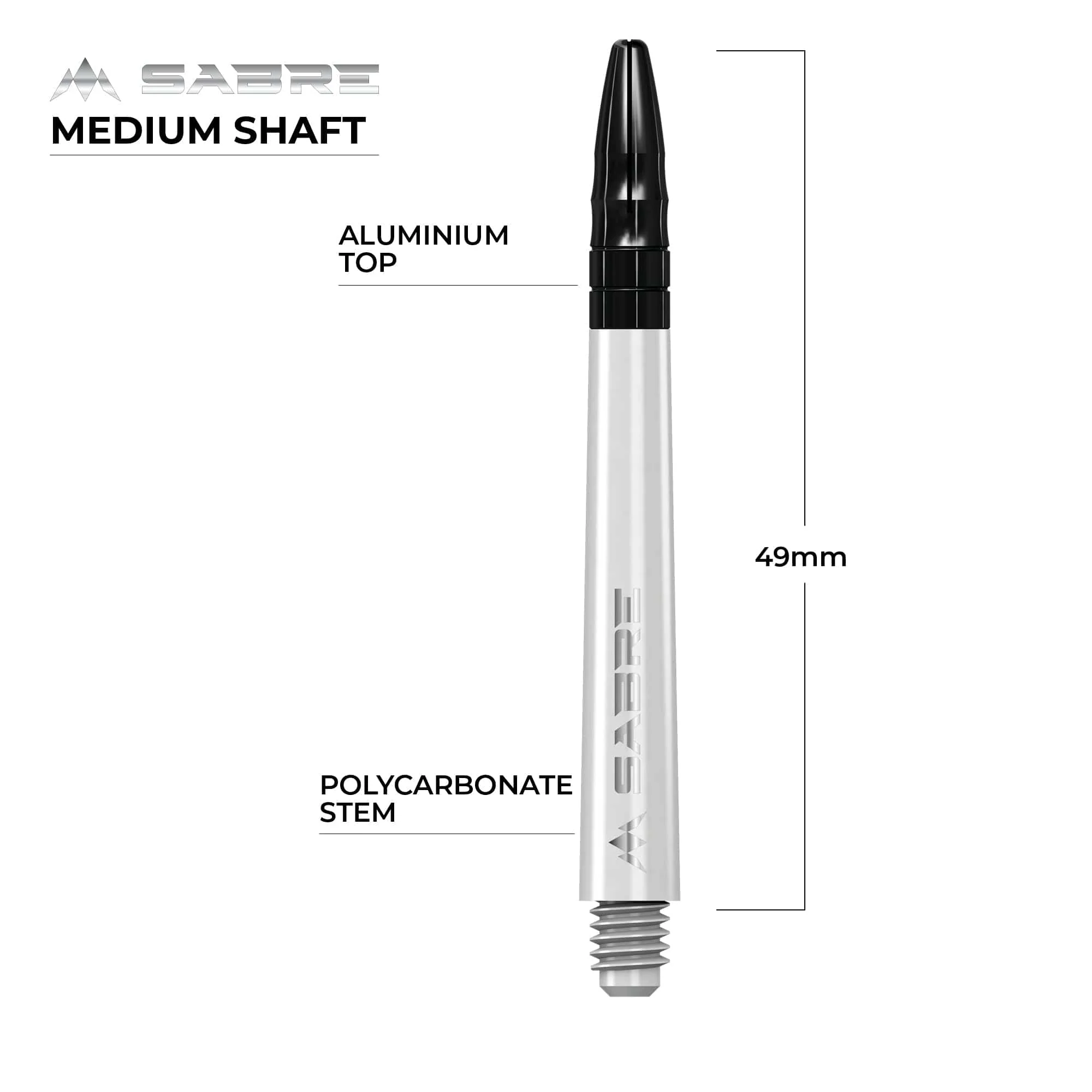 *Mission Sabre Shafts - Polycarbonate Dart Stems - White - Black Top - Image 6