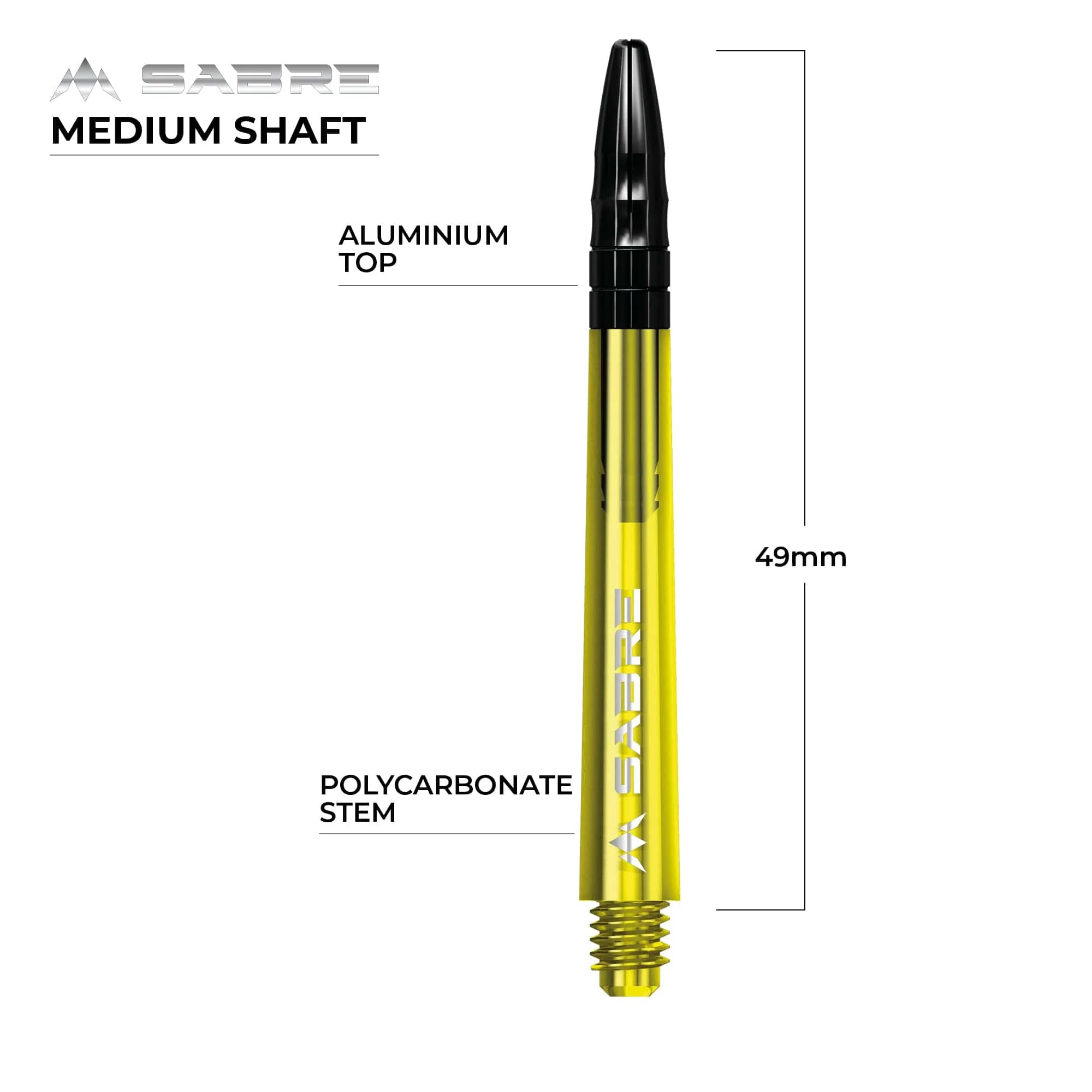 *Mission Sabre Shafts - Polycarbonate Dart Stems - Yellow - Black Top - Image 6