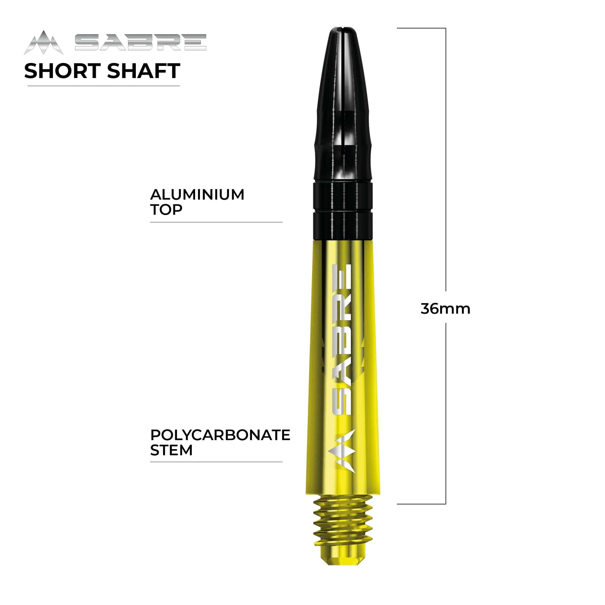 *Mission Sabre Shafts - Polycarbonate Dart Stems - Yellow - Black Top - Image 8