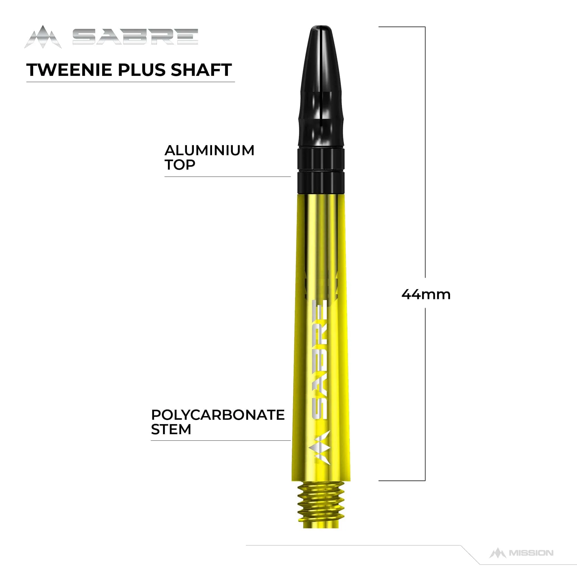 *Mission Sabre Shafts - Polycarbonate Dart Stems - Yellow - Black Top - Image 9