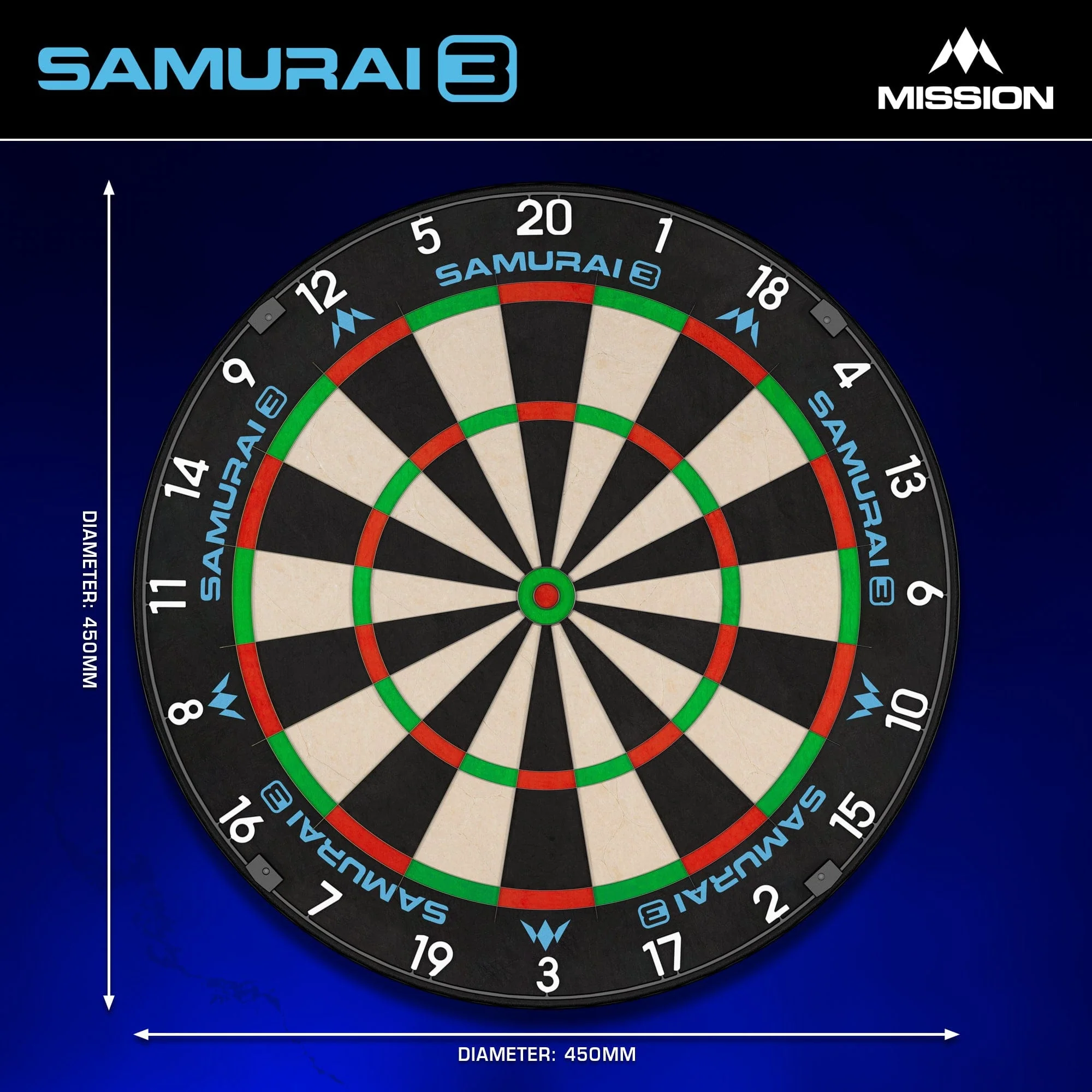 Mission Samurai 3 Dartboard - Professional - Knife Wire - Black Number Ring - Image 5