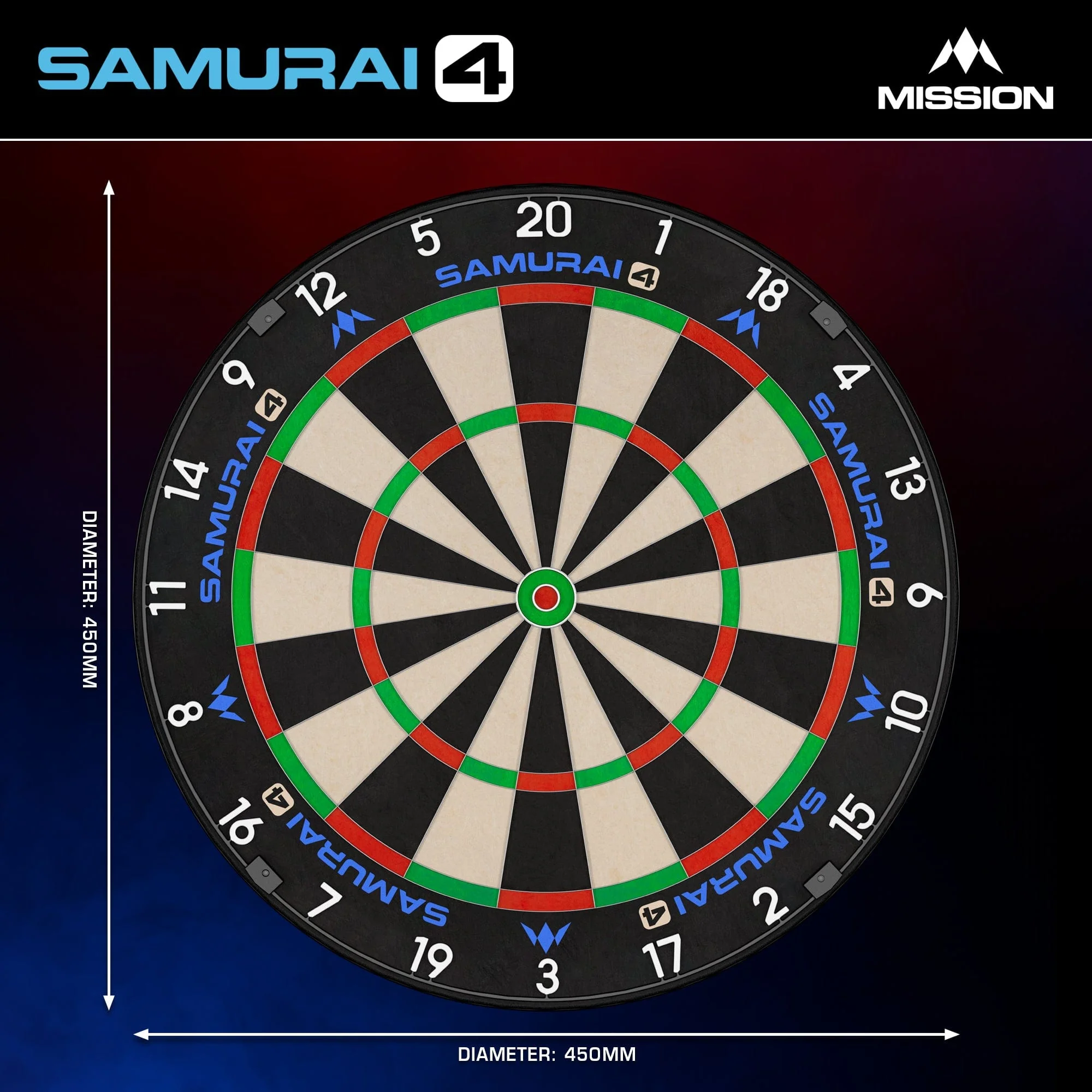 Mission Samurai 4 Dartboard - Professional - Knife Wire - White Spider - Image 5
