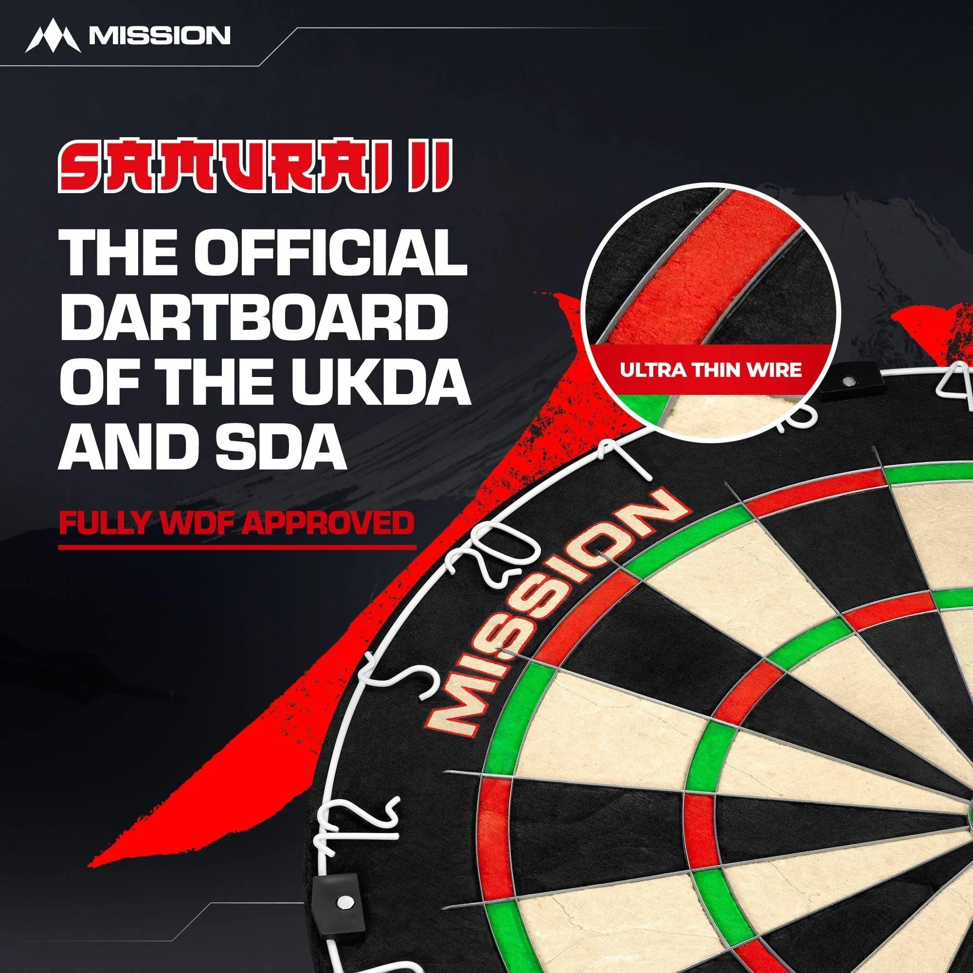 *Mission Samurai II Dartboard - Ultra Thin Wire - Professional Board - Image 9