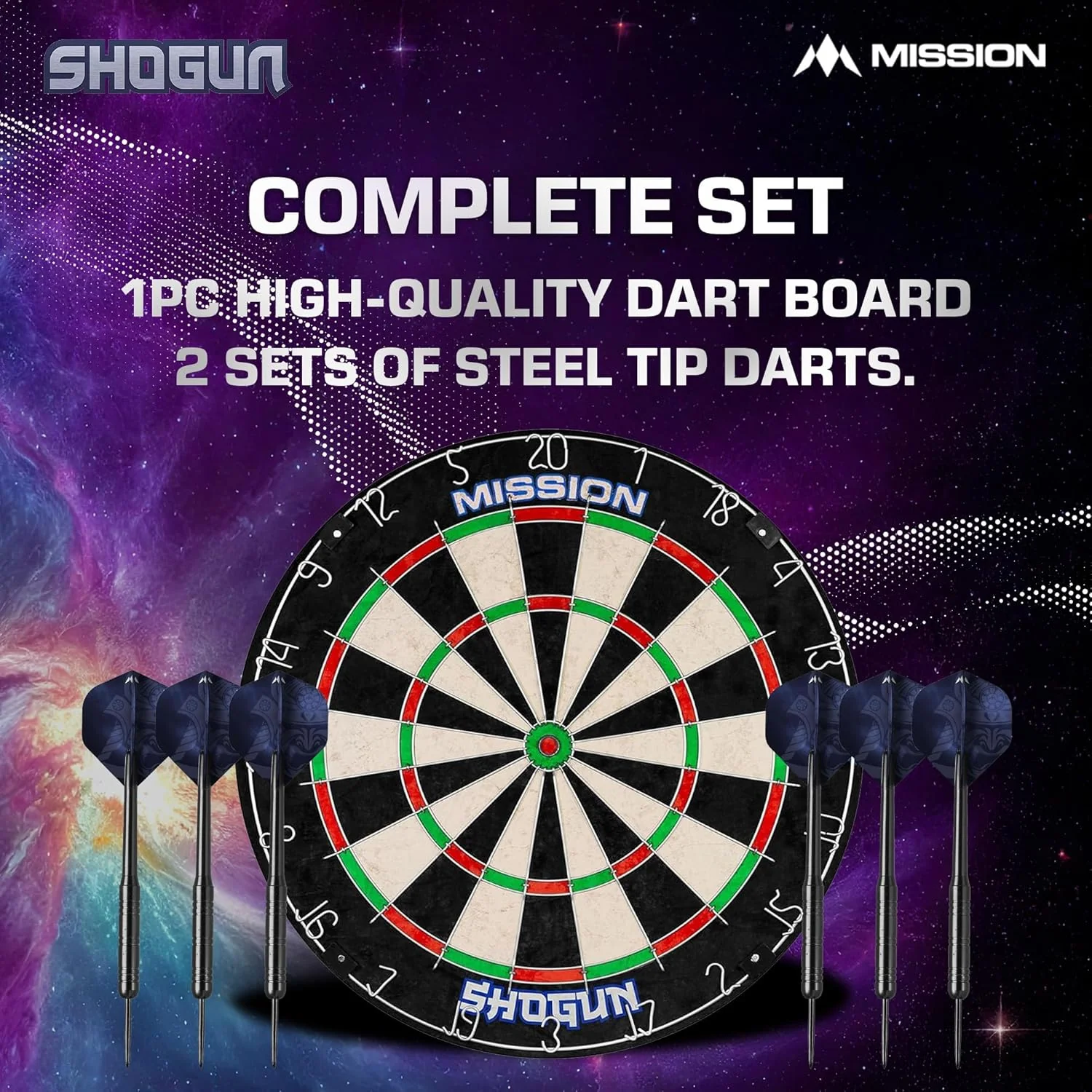 Mission Shogun Dartboard Set - Round Wire Dartboard with 2 sets of darts - Image 4
