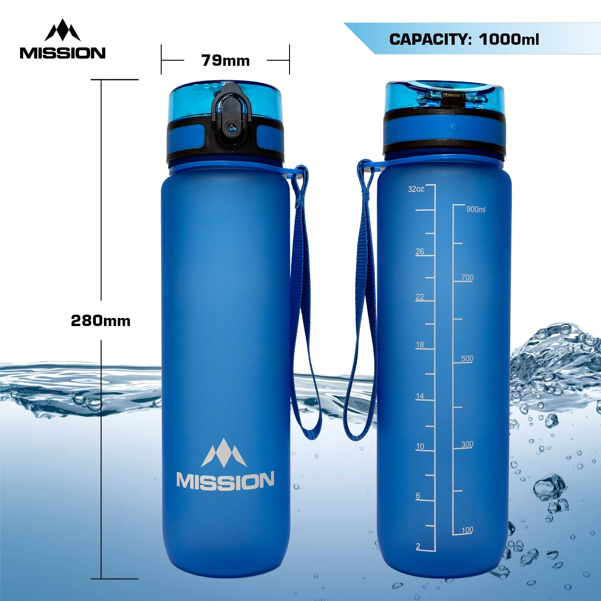 Mission Sports Water Bottle - 1000ml/32oz - BPA Free - Image 2