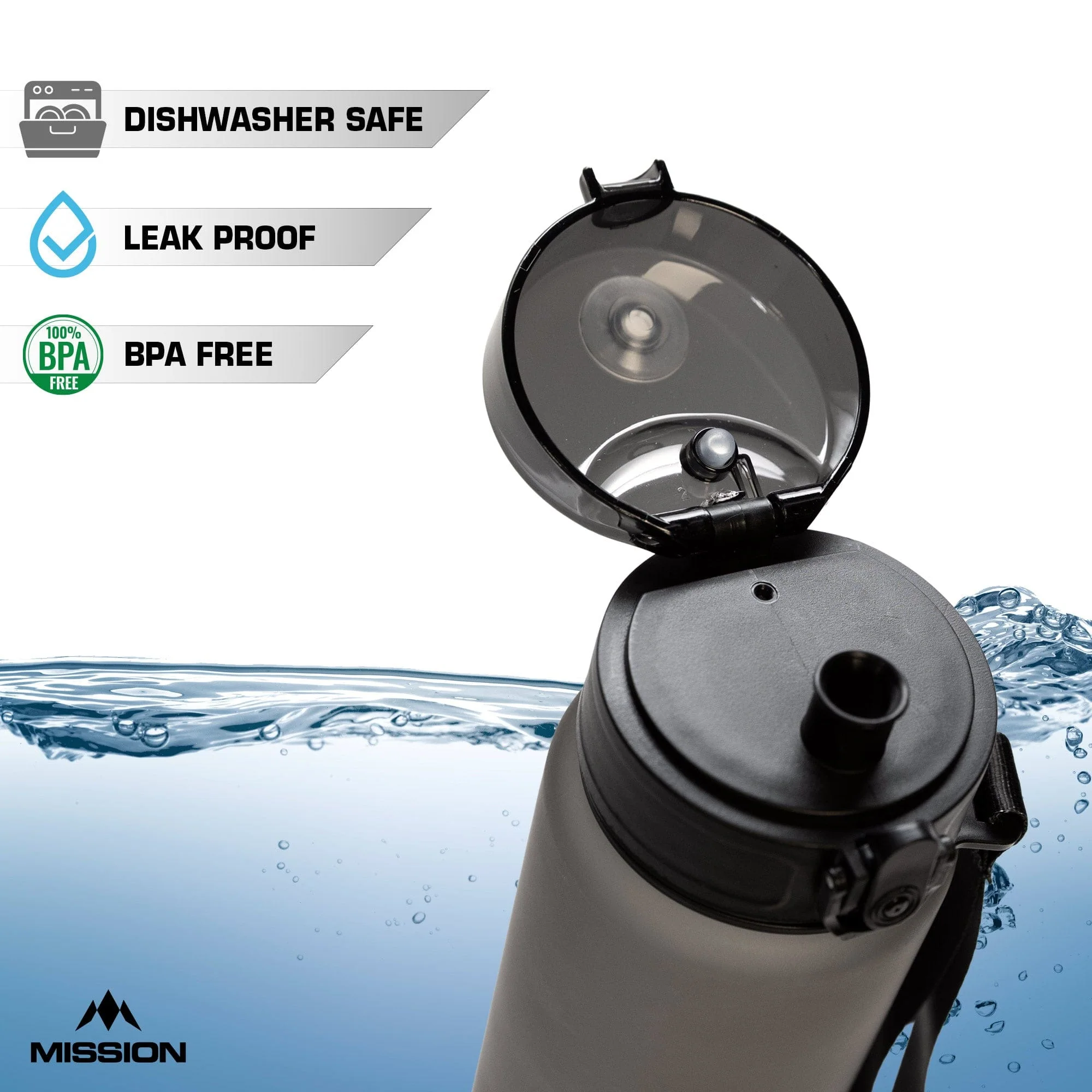 Mission Sports Water Bottle - 1000ml/32oz - BPA Free - Image 3