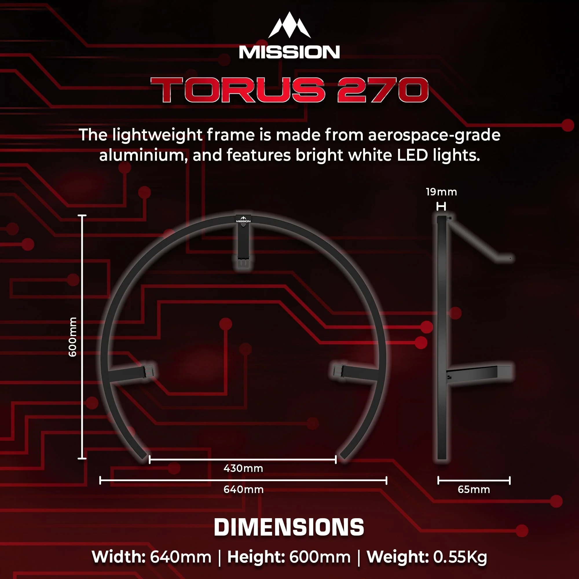 Mission Torus 270 - Dartboard Lighting - USB-C - Image 4