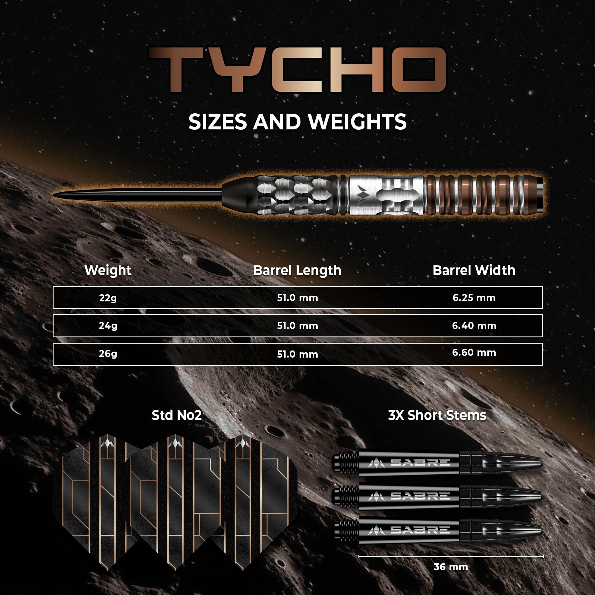 Mission Tycho Darts - Steel Tip - 95% Tungsten - Black & Bronze PVD - Image 5