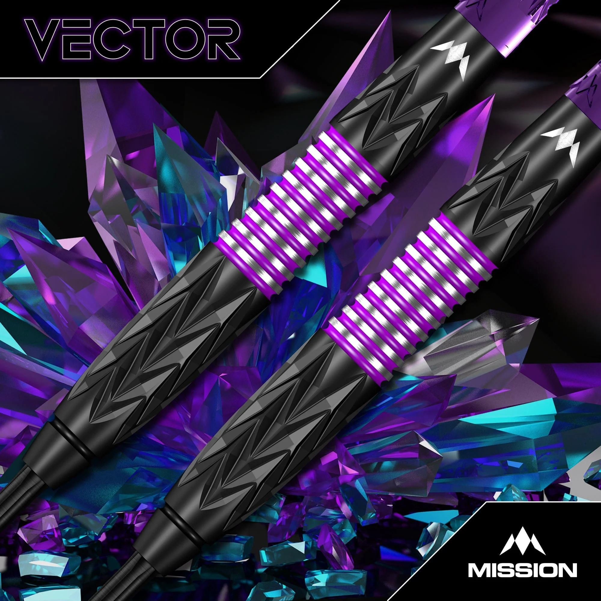 Mission Vector Darts - Steel Tip - 95% Tungsten - Black PVD & Purple Electro - Image 3