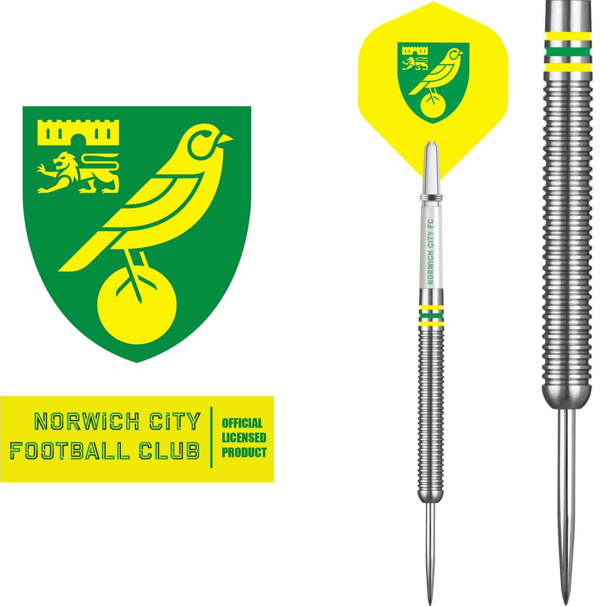 Norwich City FC - Official Licensed - The Canaries - Steel Tip Darts - Tungsten - 24g
