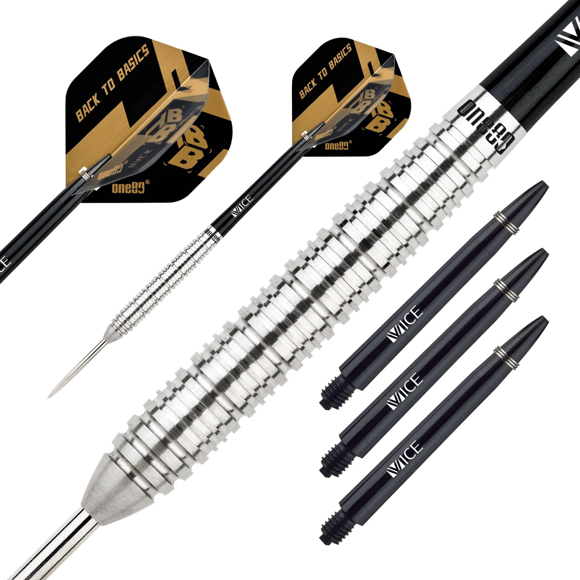 One80 Back To Basic Darts - Steel Tip - AGS - Natural - Ringed - Image 2