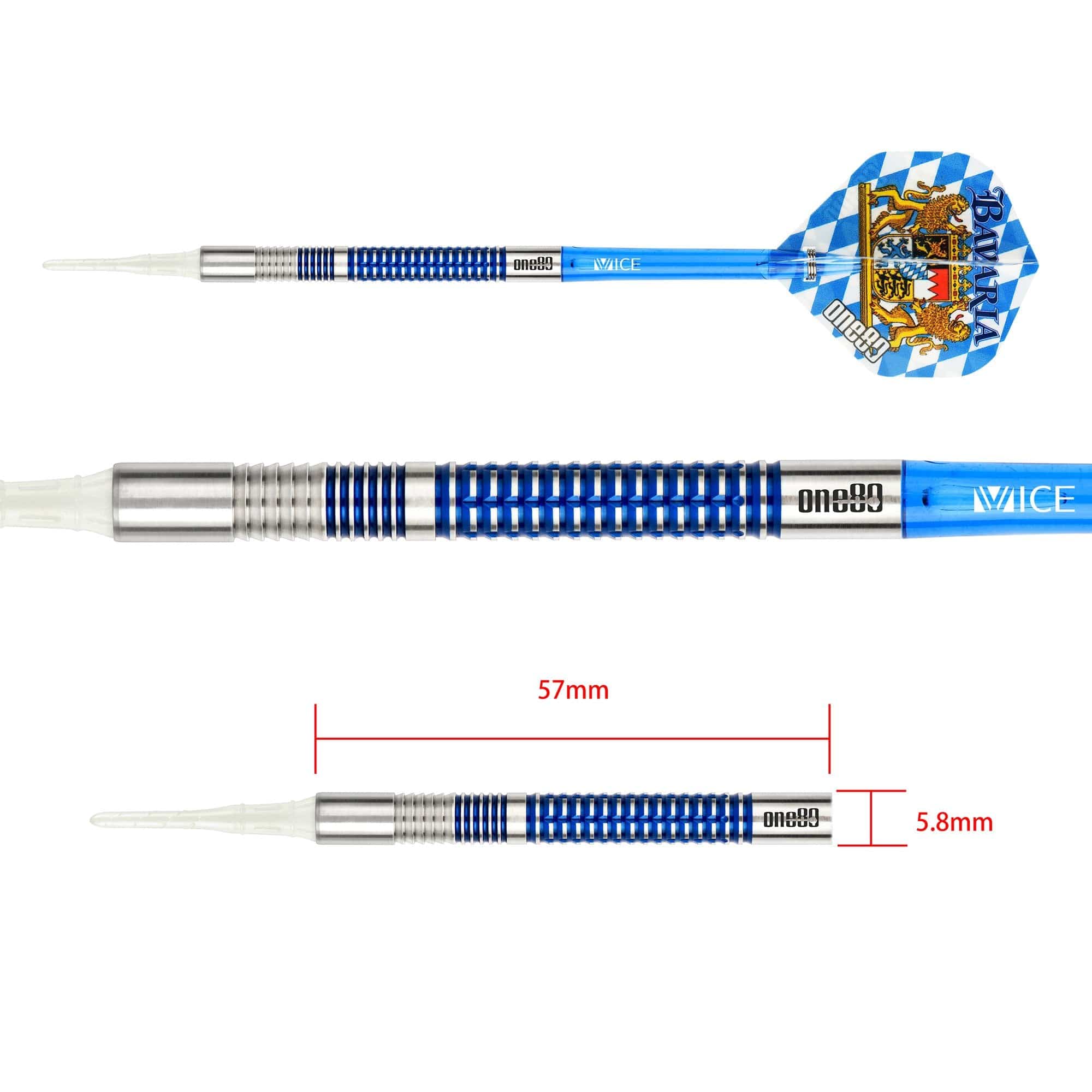 One80 Bavaria Ultra Long Darts - Soft Tip - S02 - Blue - Image 3