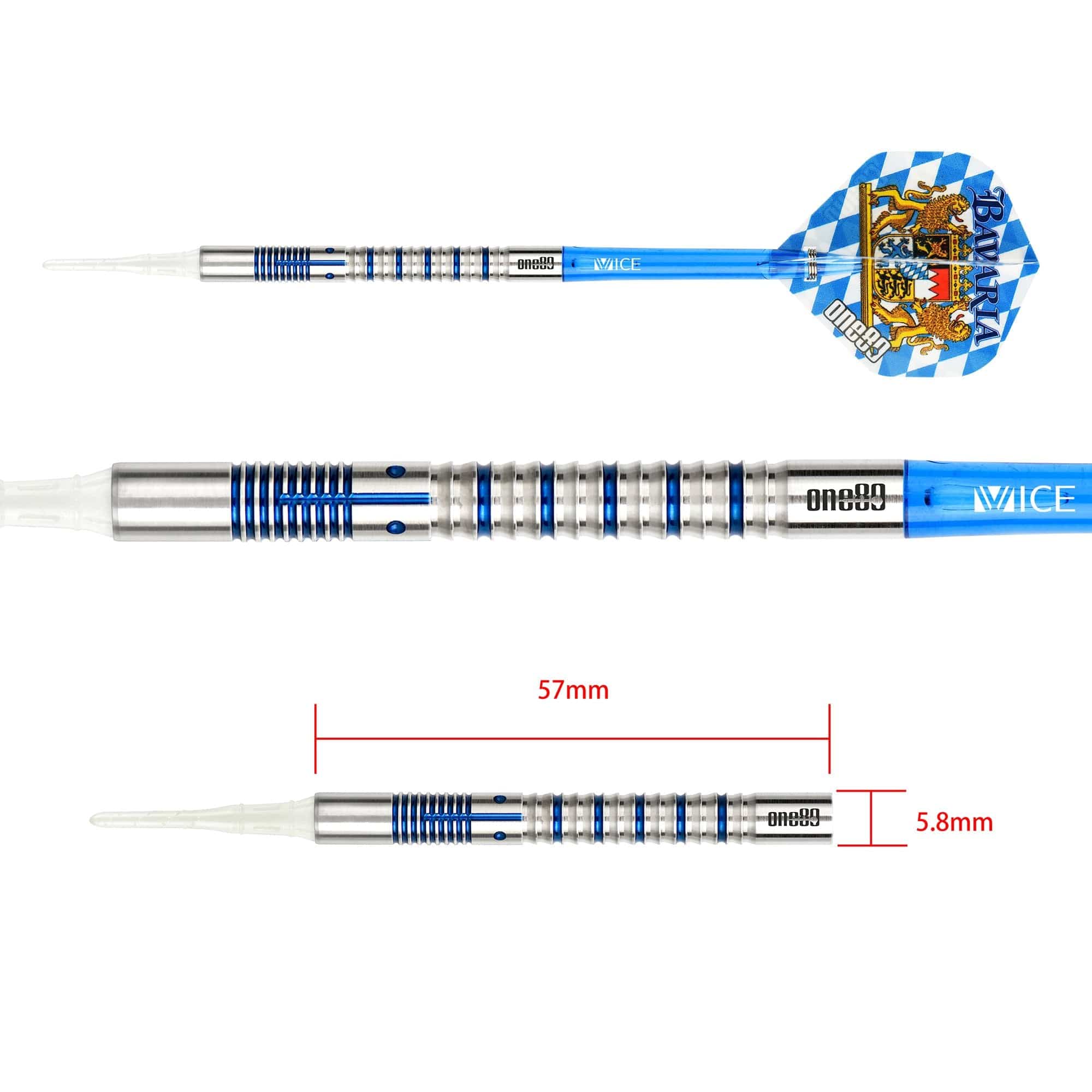 One80 Bavaria Ultra Long Darts - Soft Tip - S03 - Blue - Image 3