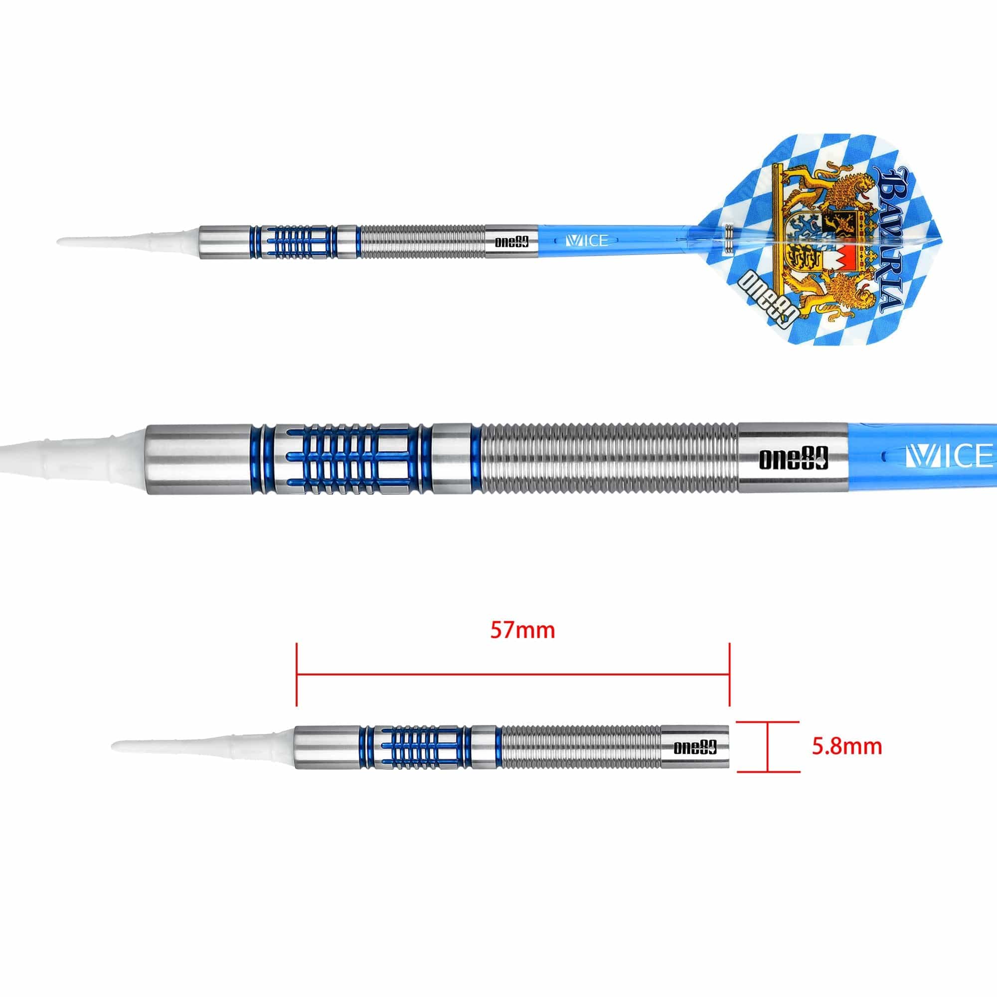 One80 Bavaria Ultra Long Darts - Soft Tip - S04 - Blue - Image 3