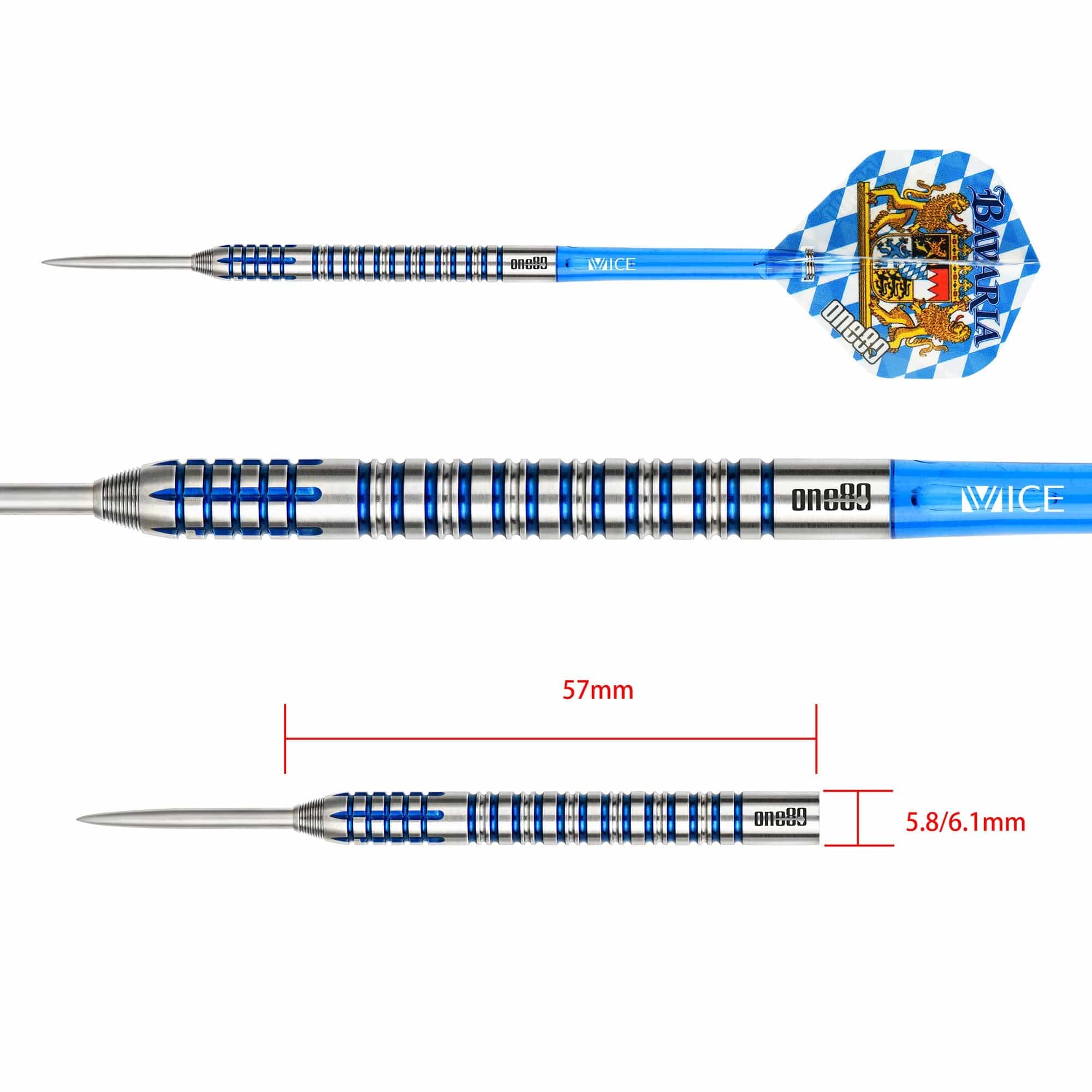 One80 Bavaria Ultra Long Darts - Steel Tip - S01 - Blue - Image 3