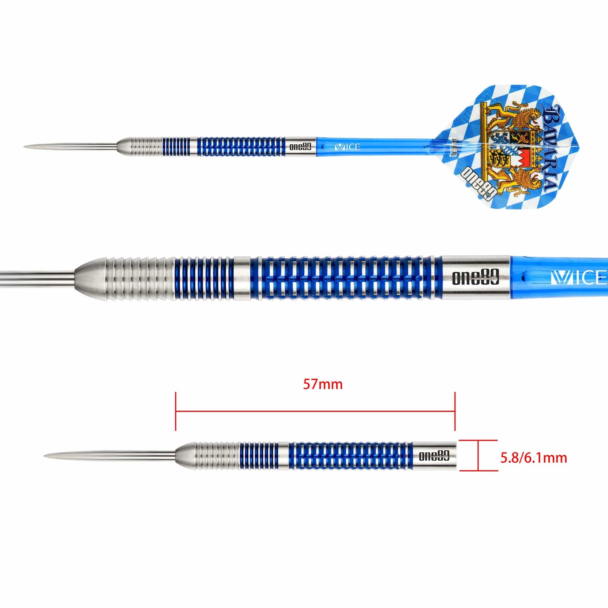 One80 Bavaria Ultra Long Darts - Steel Tip - S02 - Blue - Image 3