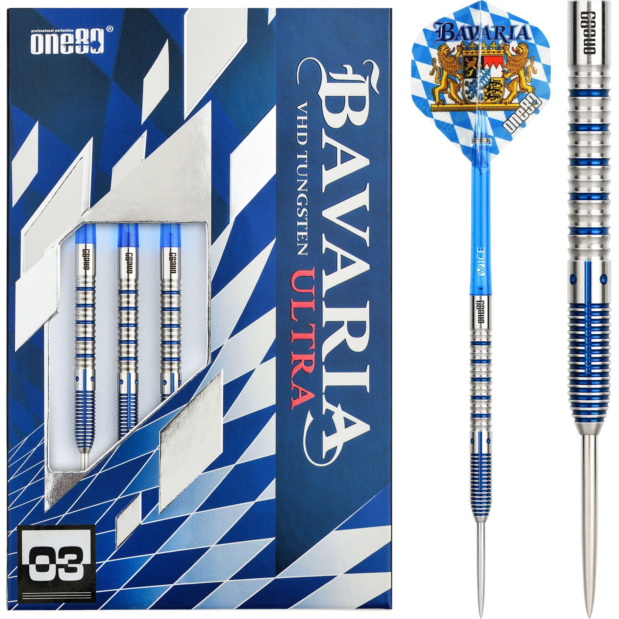 One80 Bavaria Ultra Long Darts - Steel Tip - S03 - Blue