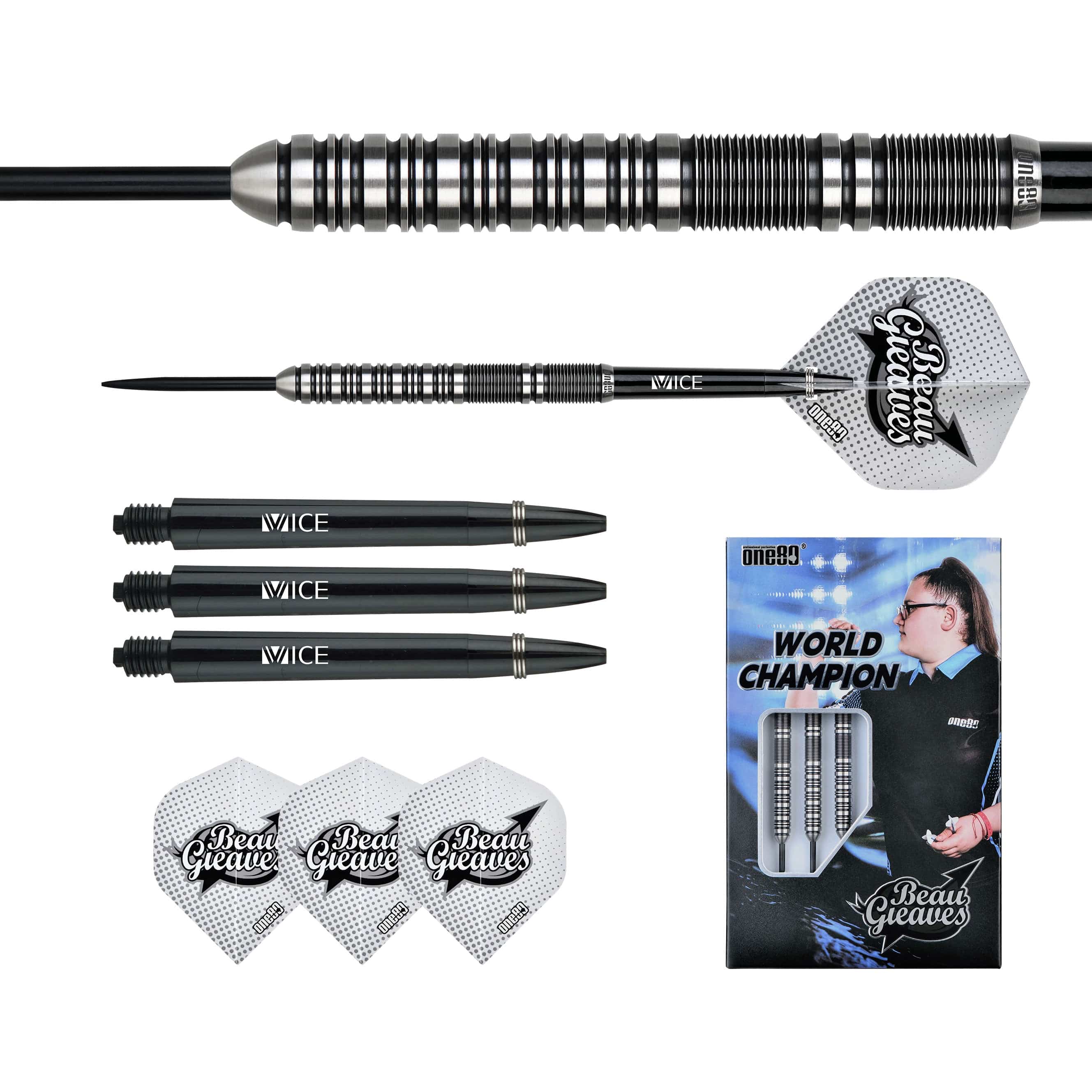 One80 Beau Greaves Darts - Steel Tip - HD - Black & Silver - Image 5