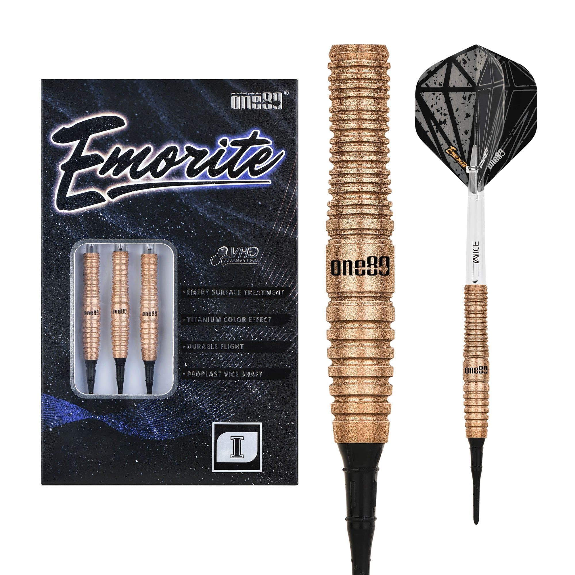 One80 Emorite 01 Darts - Soft Tip - 90% Tungsten - Rose Gold - Image 3