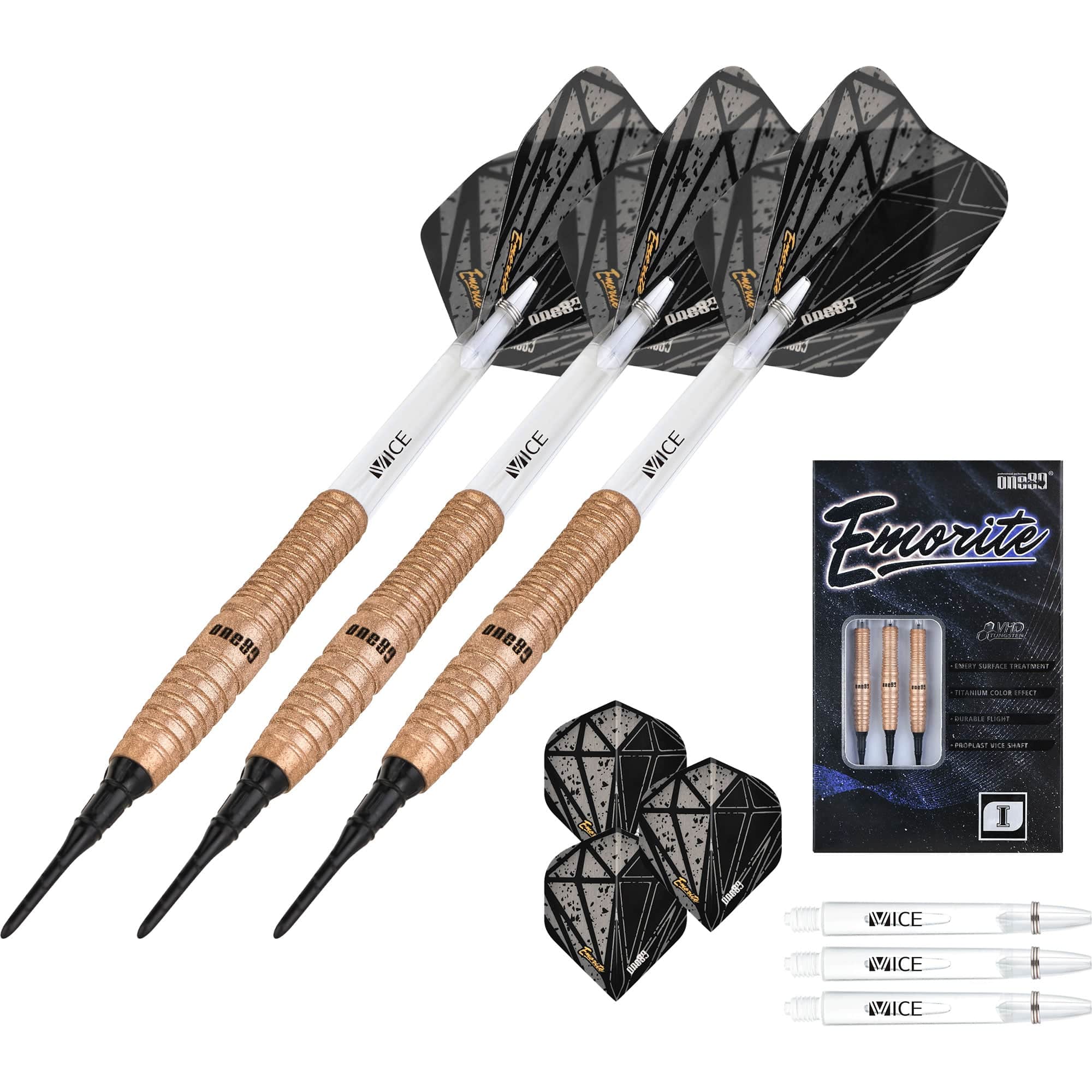 One80 Emorite 01 Darts - Soft Tip - 90% Tungsten - Rose Gold - Image 5
