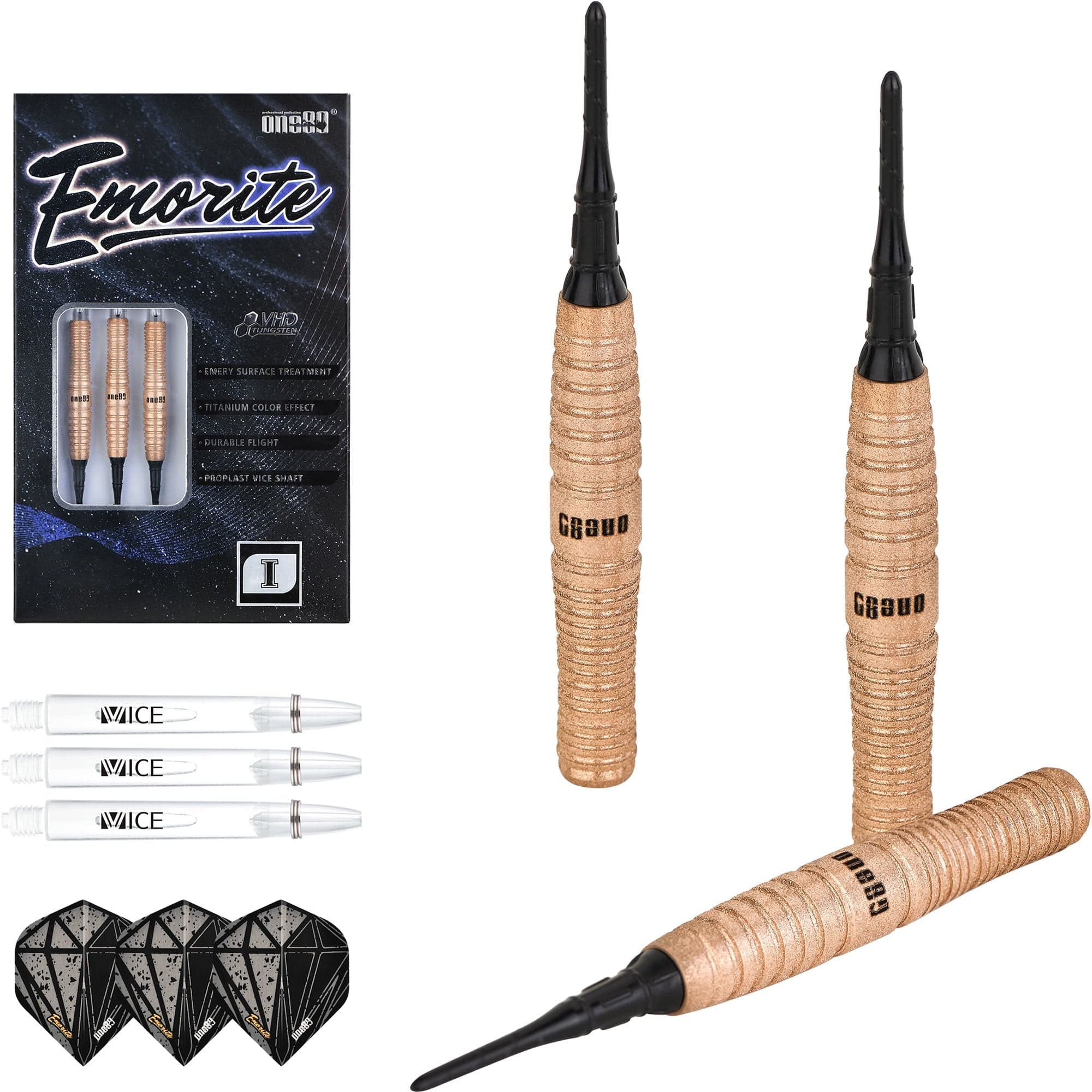 One80 Emorite 01 Darts - Soft Tip - 90% Tungsten - Rose Gold - Image 8