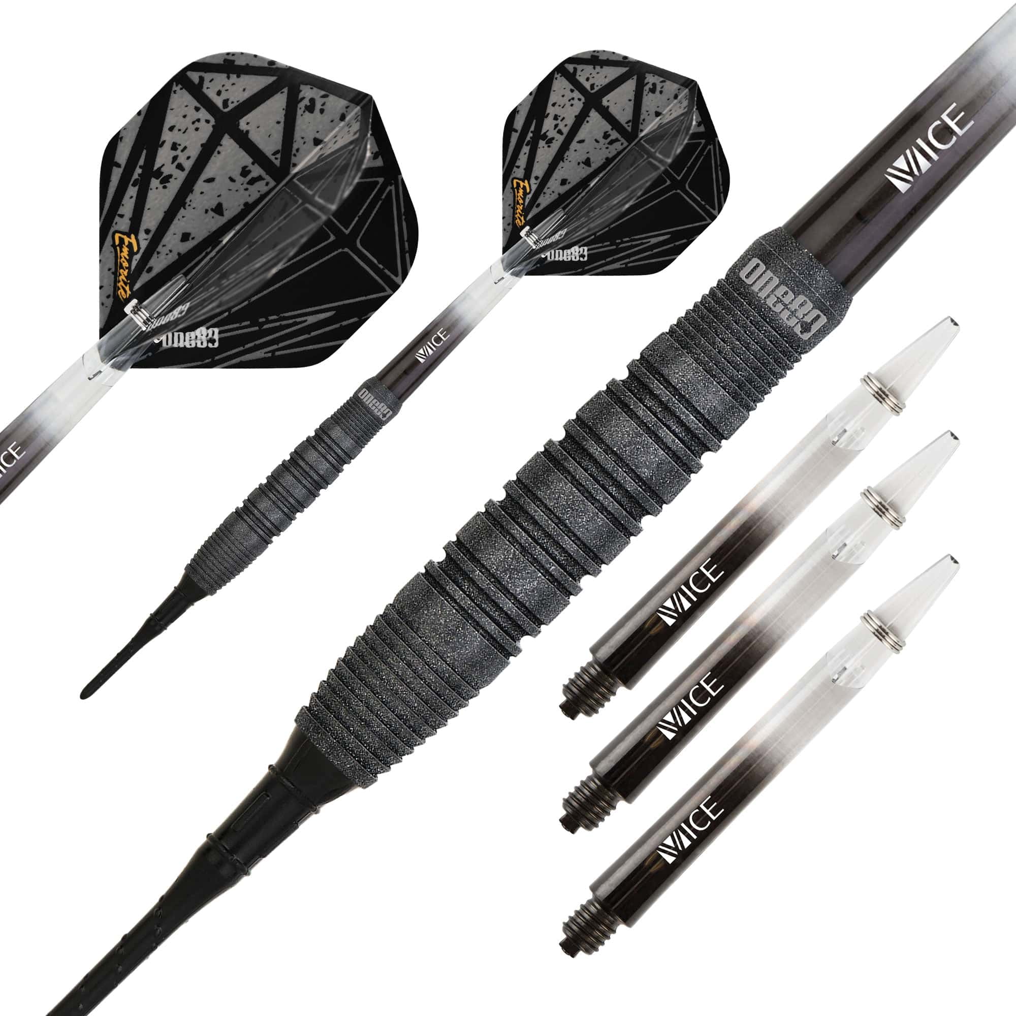 One80 Emorite 04 Darts - Soft Tip - 90% Tungsten - Black - Image 2