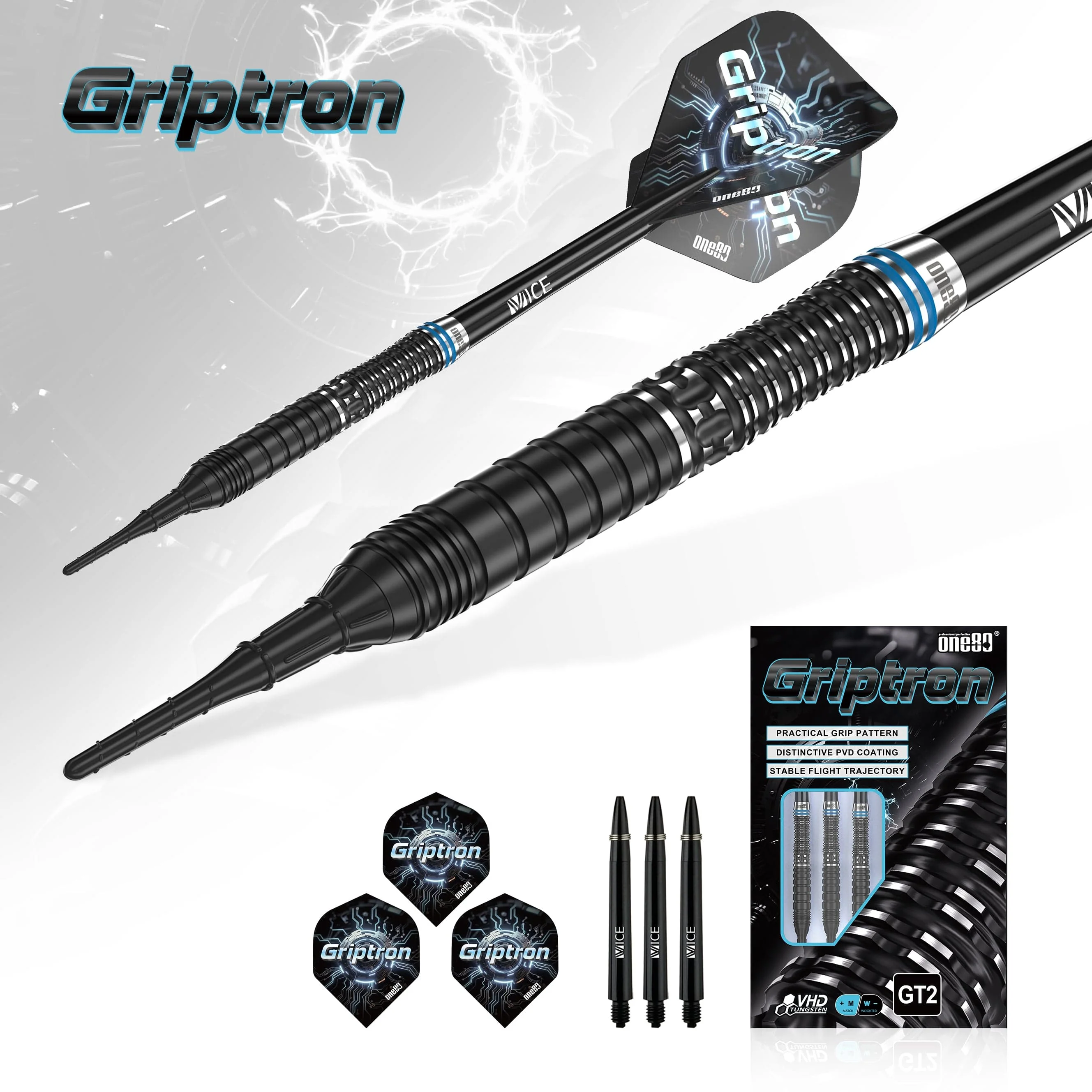 One80 Griptron Darts - Soft Tip - 90% Tungsten - GT2 - Image 3