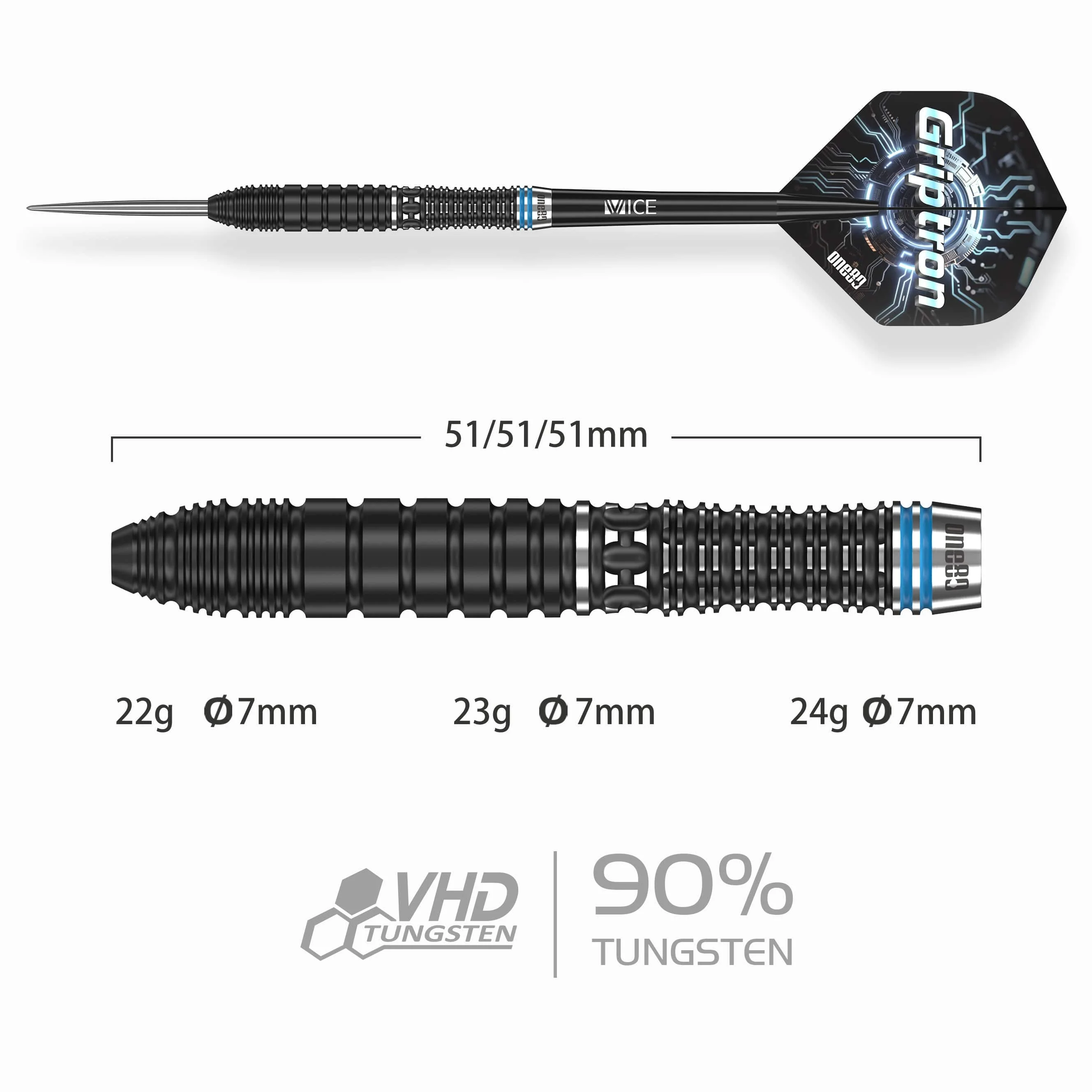 One80 Griptron Darts - Steel Tip - 90% Tungsten - GT2 - Image 2