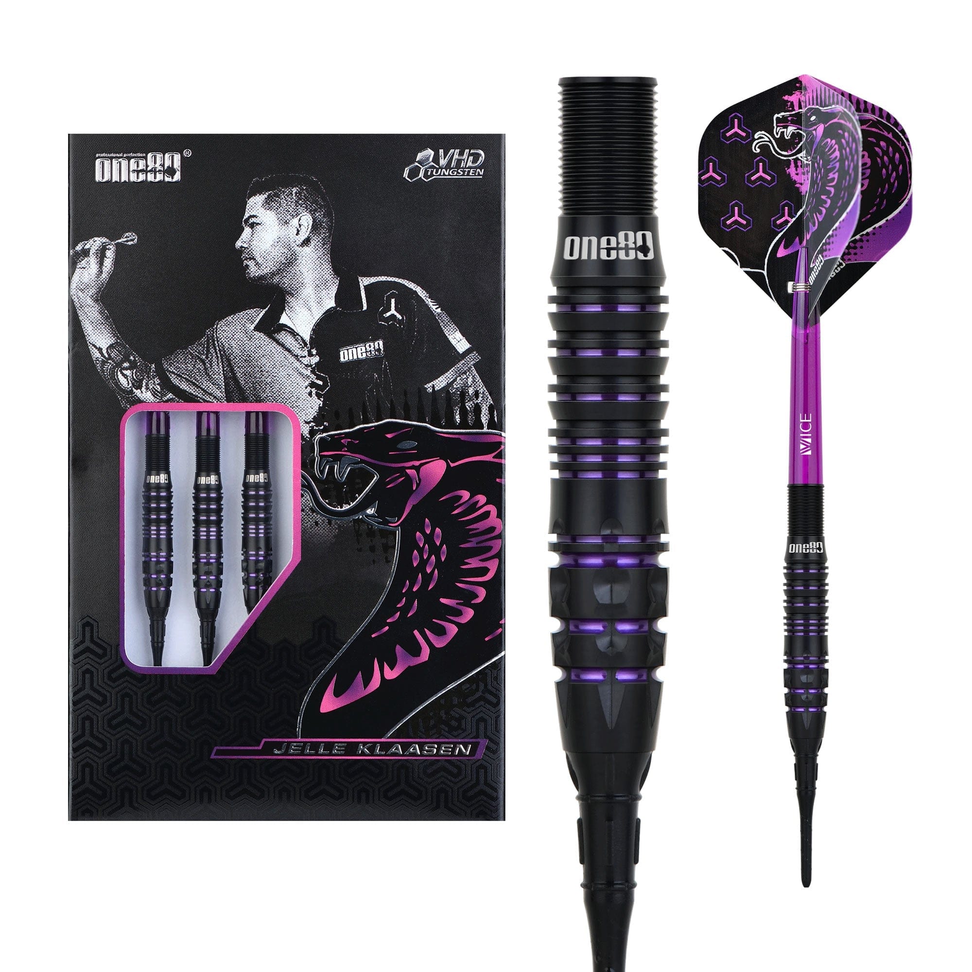 One80 Jelle Klaasen VHD Darts - Soft Tip - The Cobra - Black - Image 3