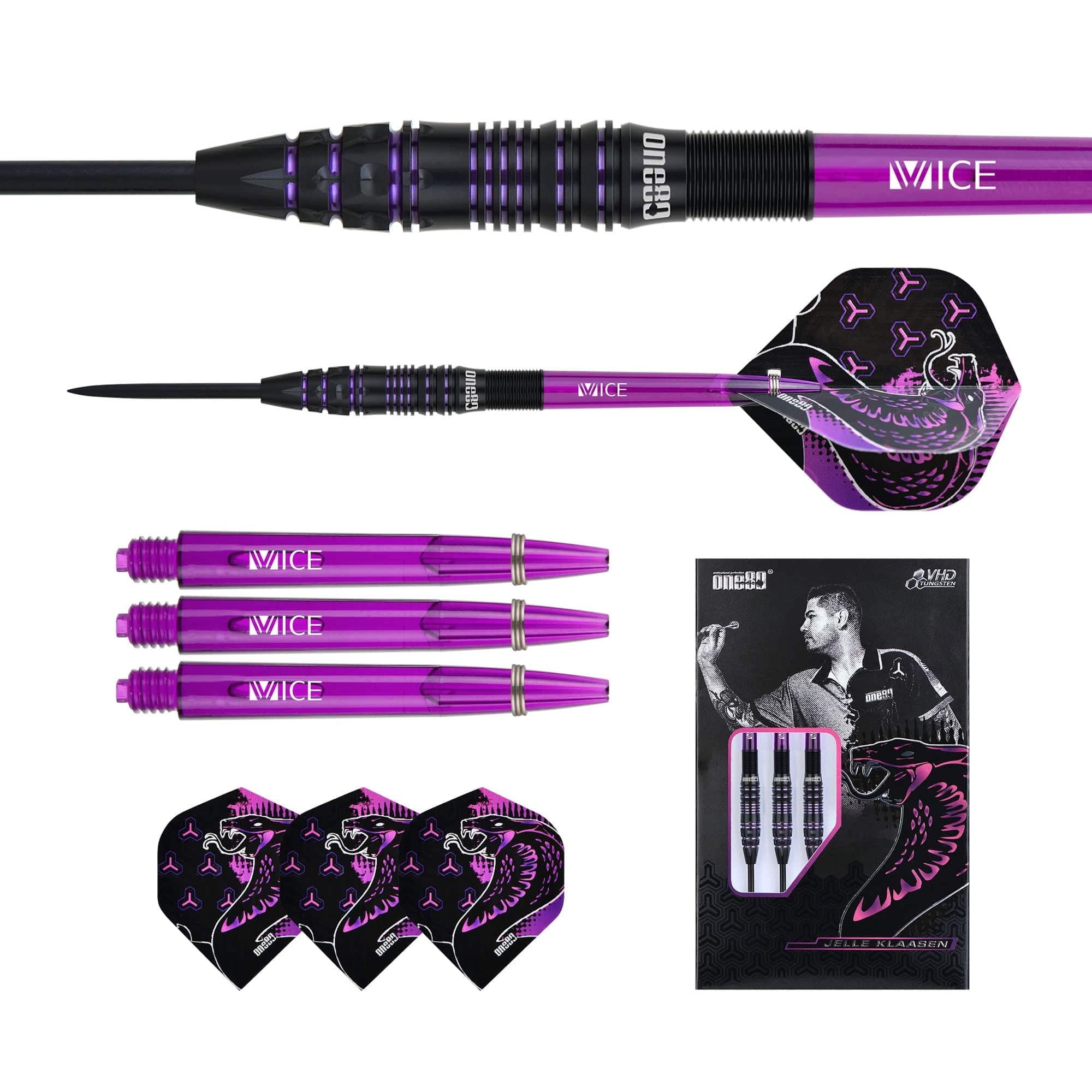 One80 Jelle Klaasen VHD Darts - Steel Tip - The Cobra - Black - Image 4