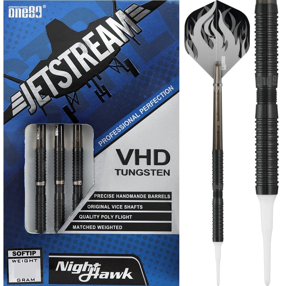 *One80 Jetstream Darts - Soft Tip Tungsten - Black - Night Hawk