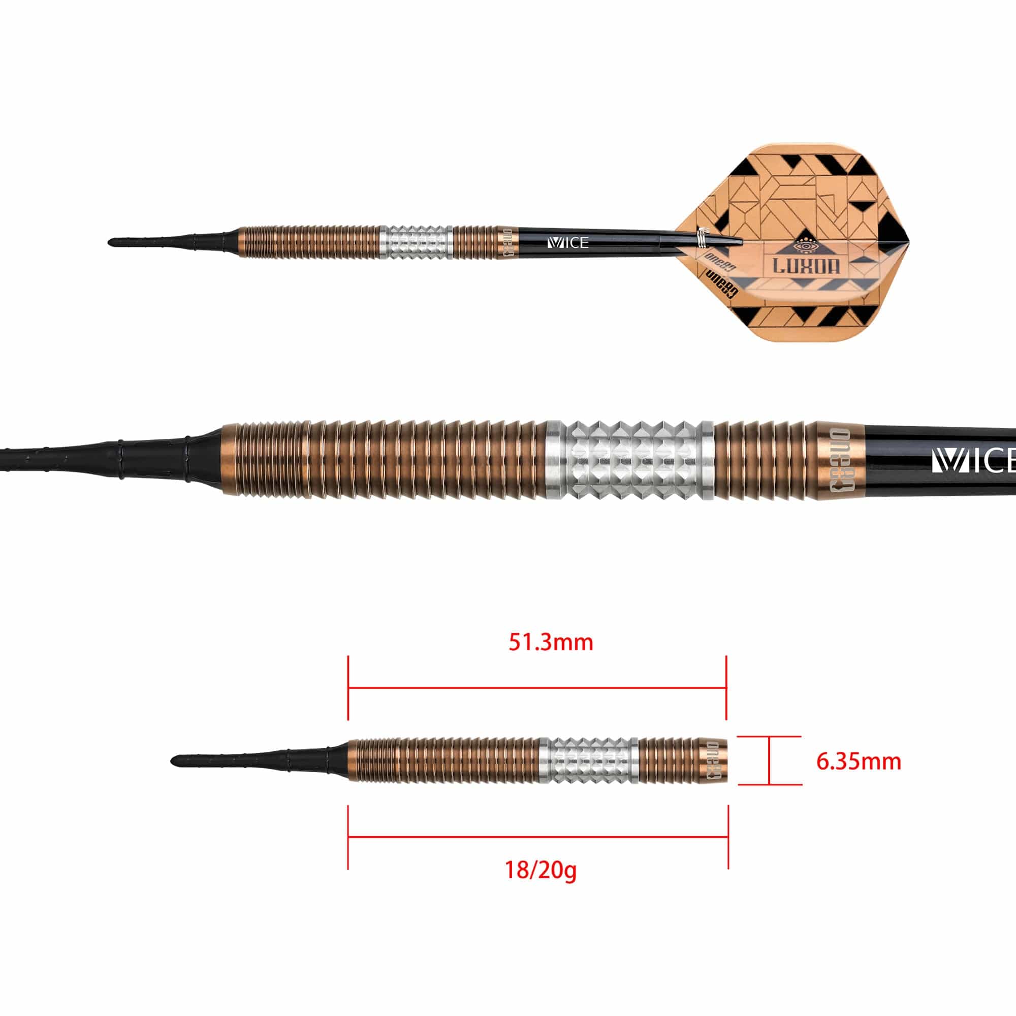 One80 Luxor Beta Darts - Soft Tip - Bronze - Image 3