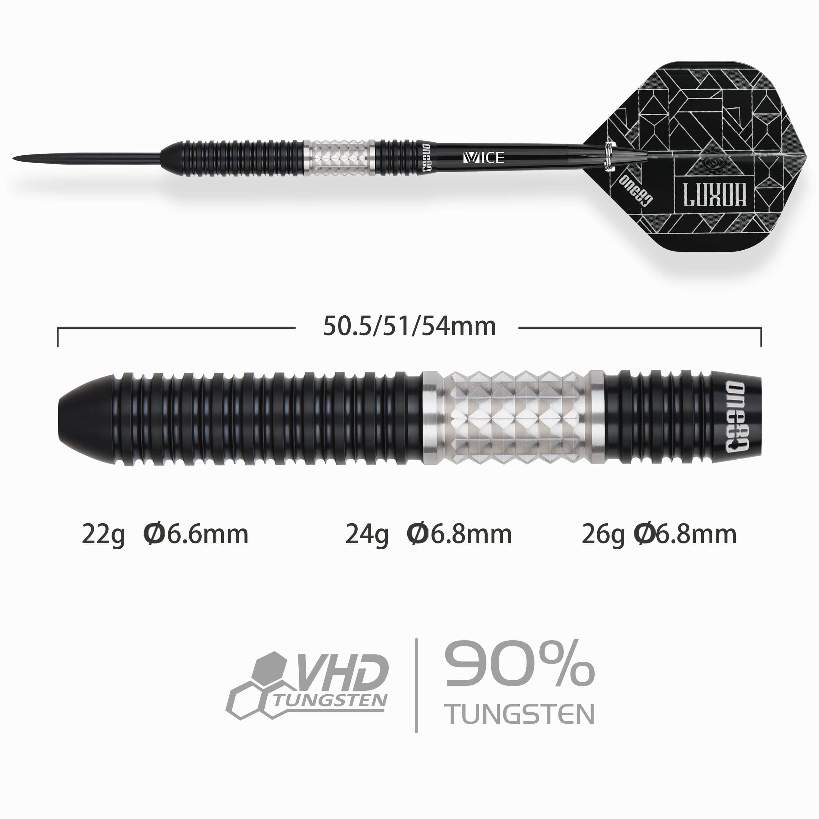 One80 Luxor II Darts - Steel Tip -90% Tungsten - Iota - Image 2