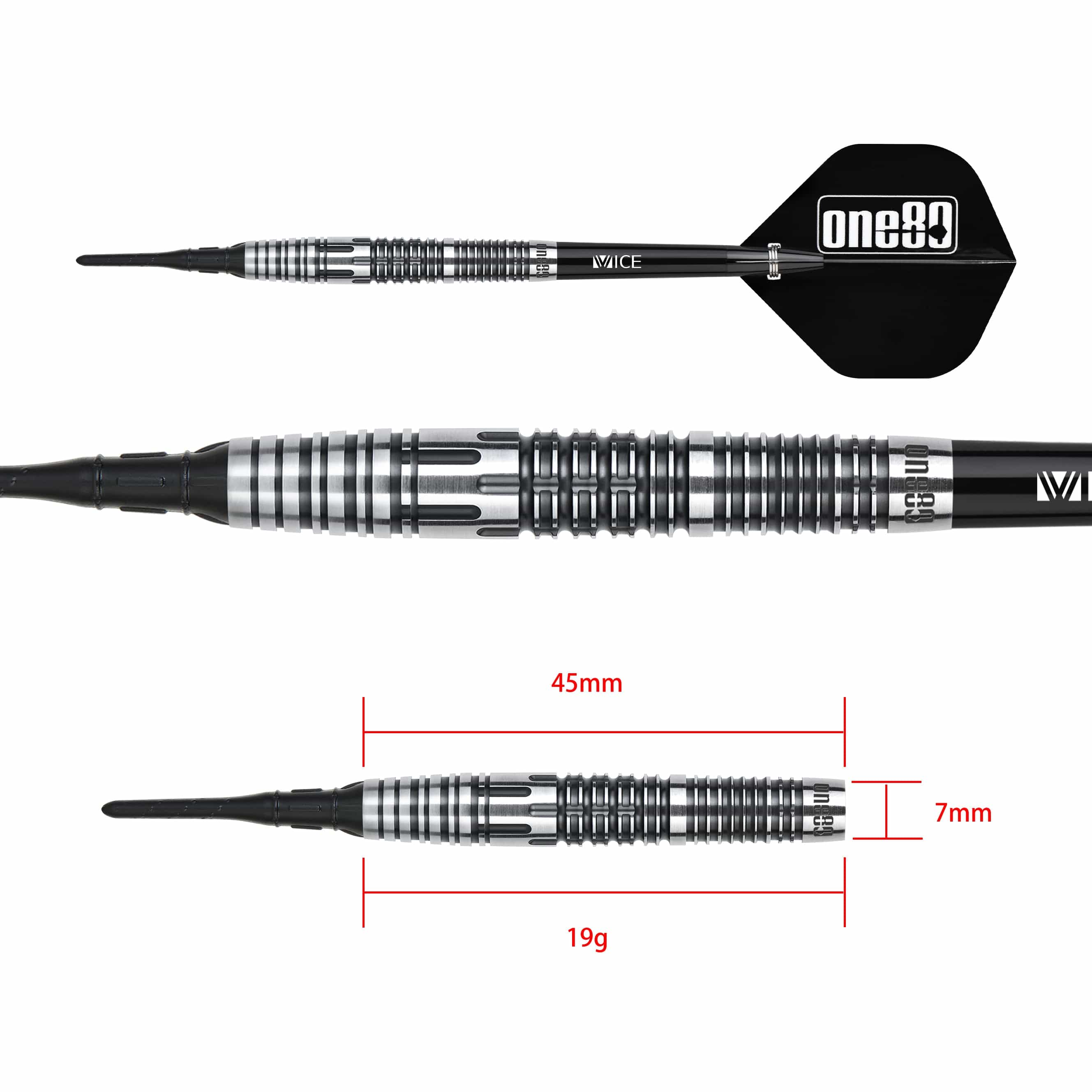 One80 Mick Lacey Darts - Soft Tip - 90% Tungsten - V2 - 19g - Image 2