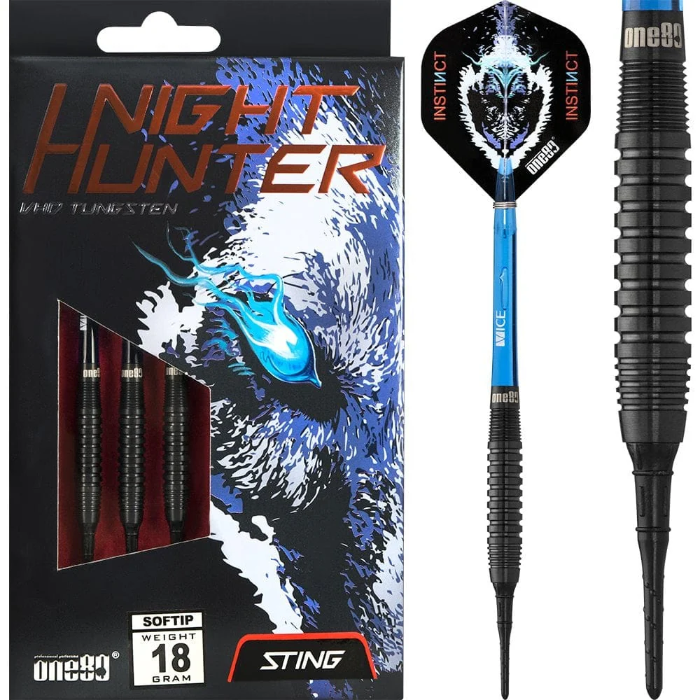 One80 Night Hunter Darts - Soft Tip - Black - Sting