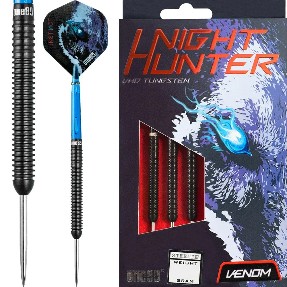 One80 Night Hunter Darts - Steel Tip - Black