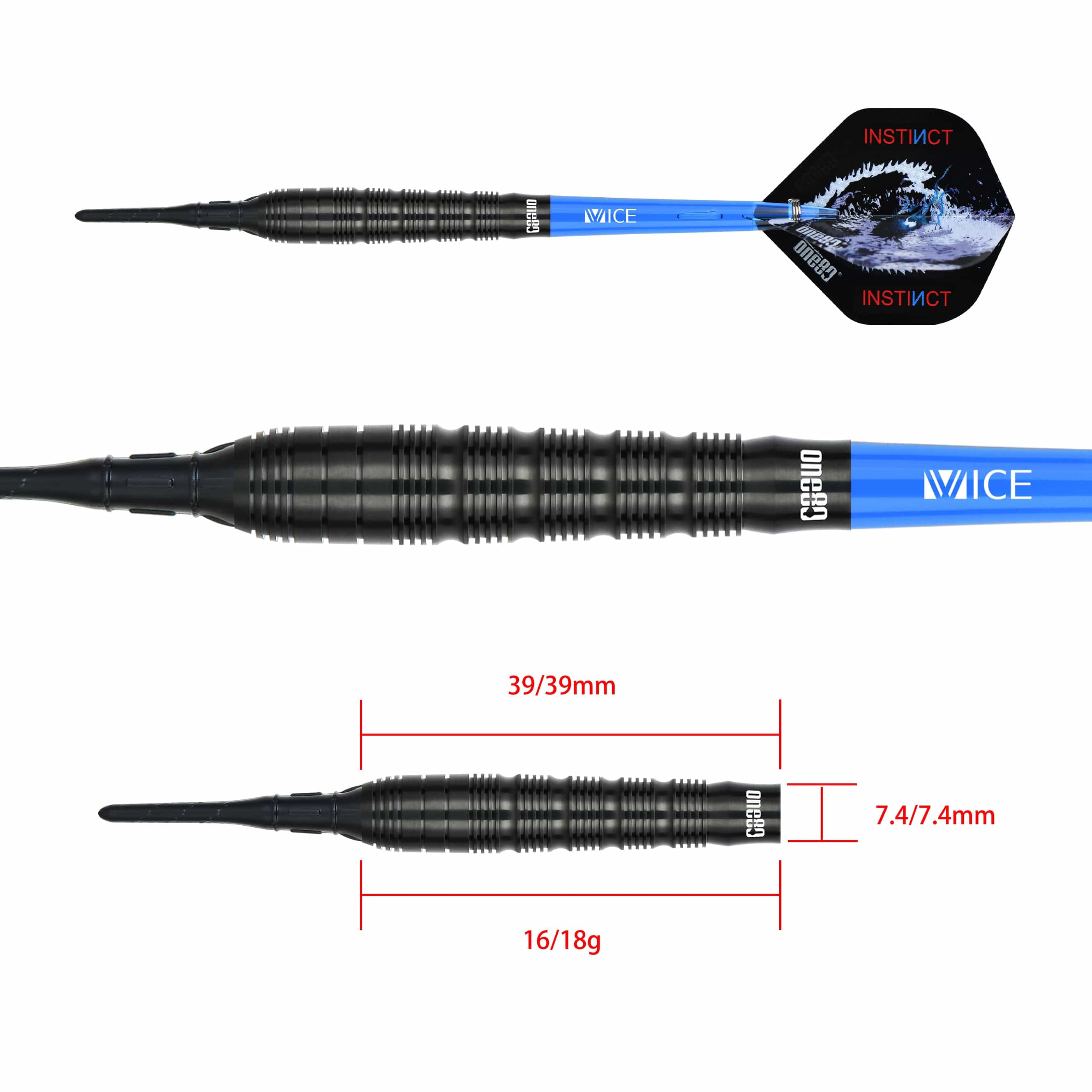 One80 Nighthunter Darts - Soft Tip - 90% Tungsten - Silence - 18g - Image 3