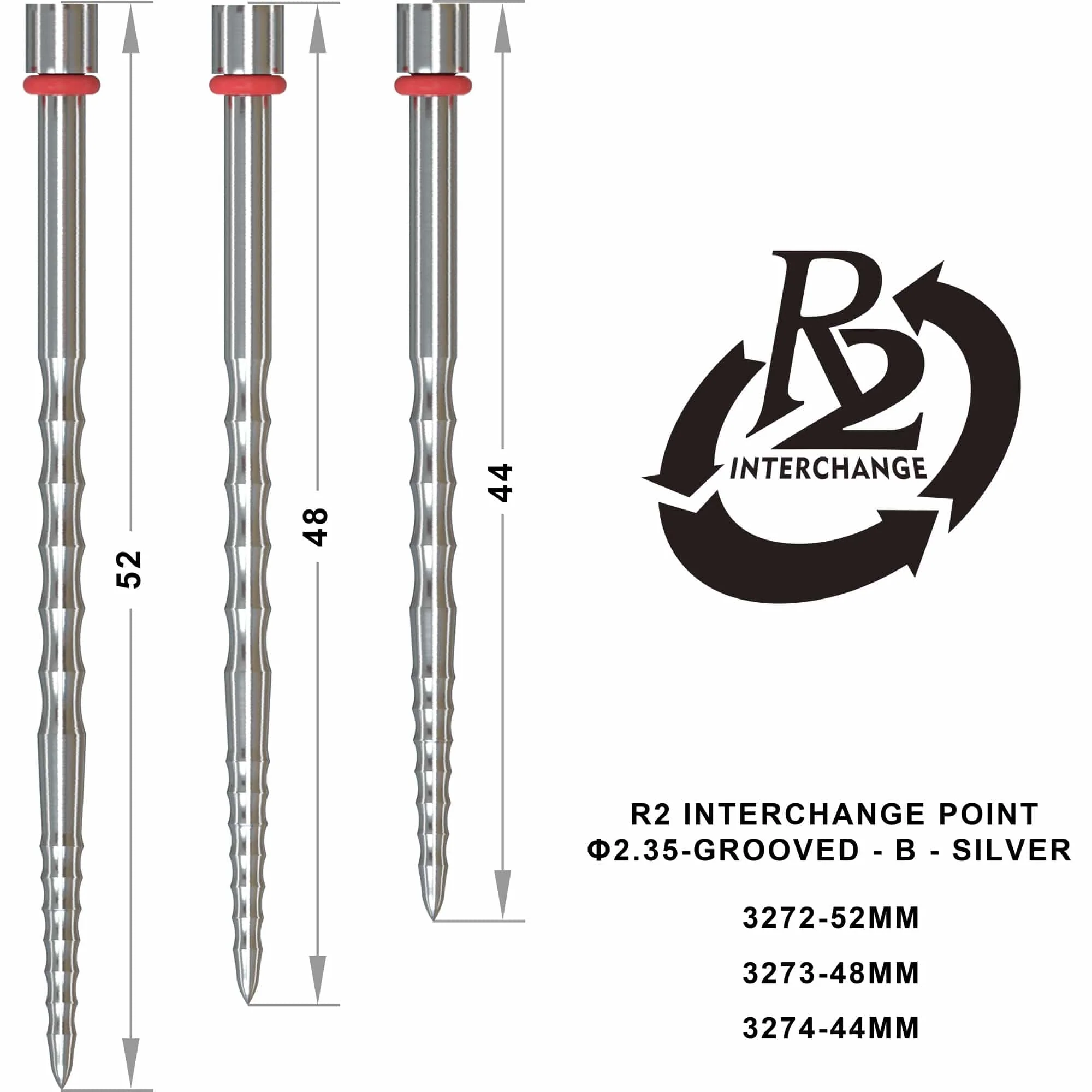 One80 R2 Interchange Points (2.35mm) - Grooved - B - Silver - Image 5