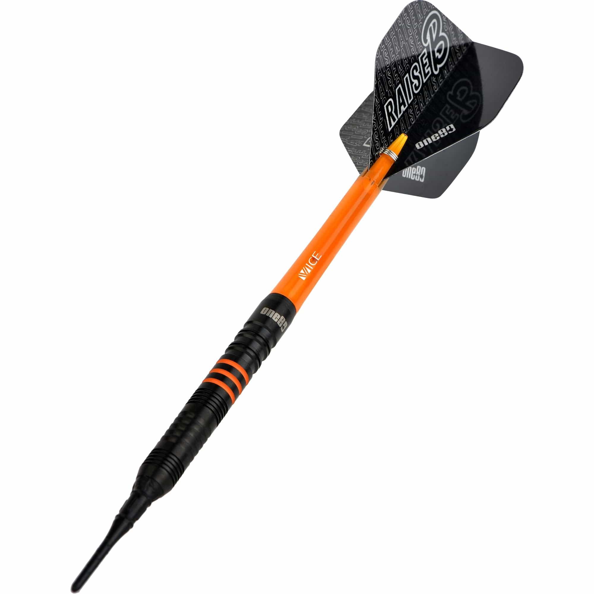 One80 Raise B Darts - Soft Tip - Black - Orange Rings - Image 2