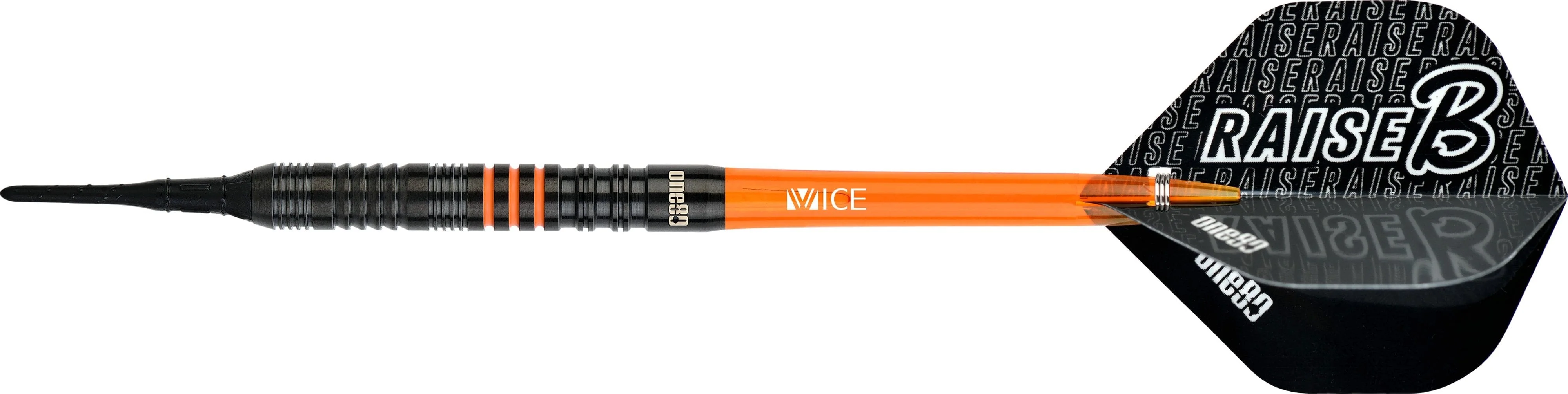 One80 Raise B Darts - Soft Tip - Black - Orange Rings - Image 4