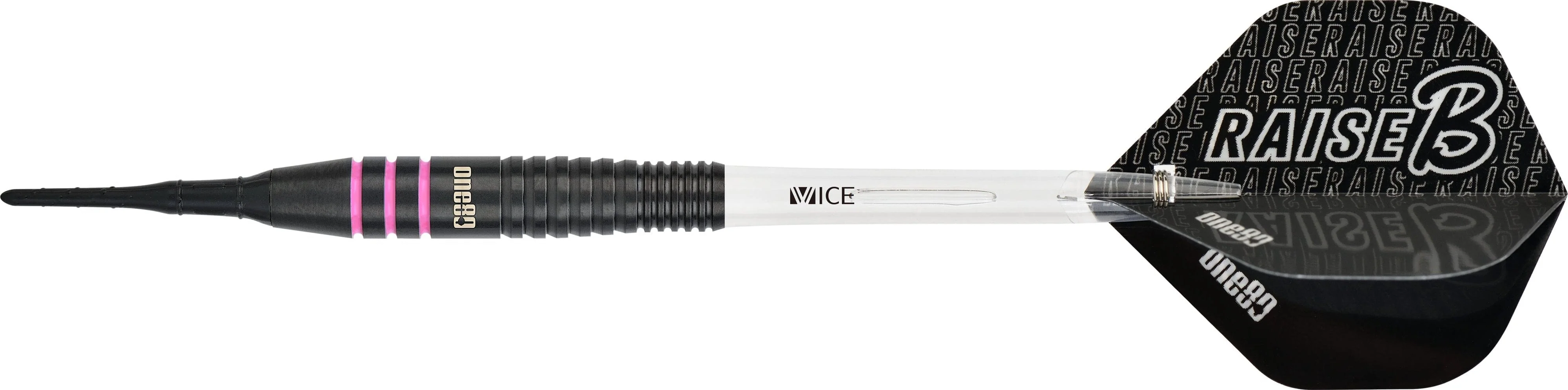 One80 Raise B Darts - Soft Tip - Black - Pink Rings - Image 4