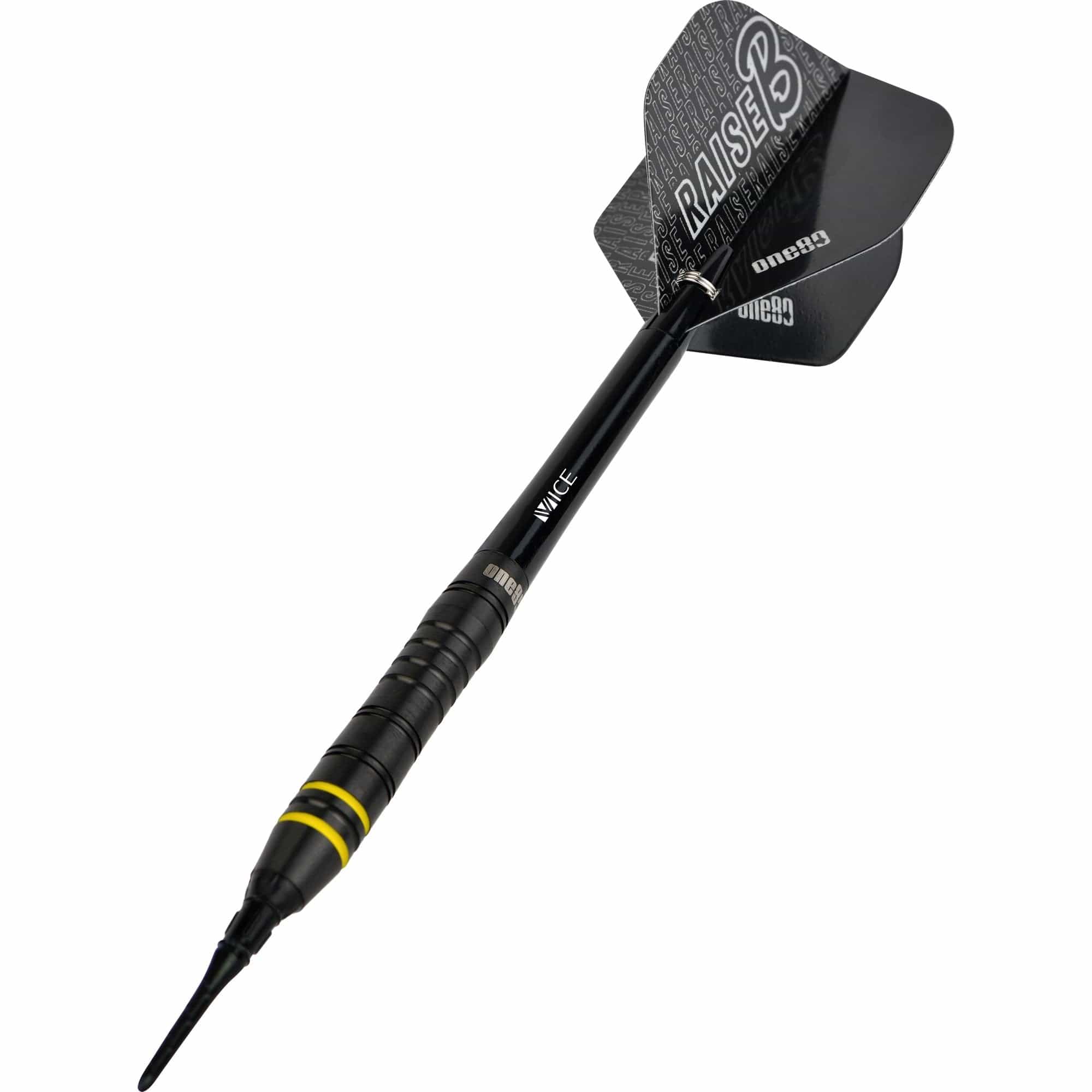 One80 Raise B Darts - Soft Tip - Black - Yellow Rings - Image 3
