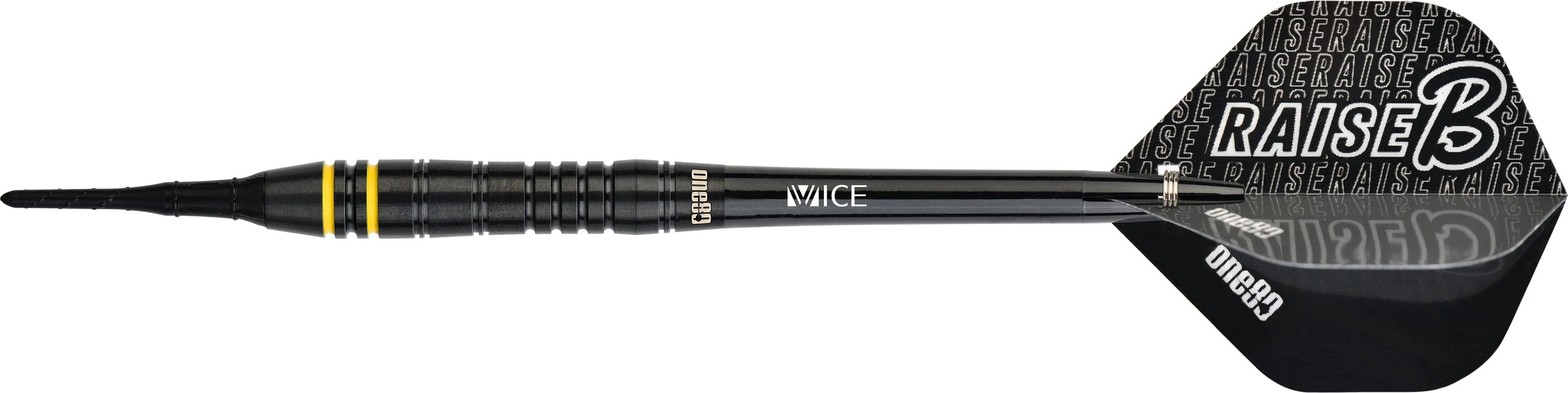 One80 Raise B Darts - Soft Tip - Black - Yellow Rings - Image 4