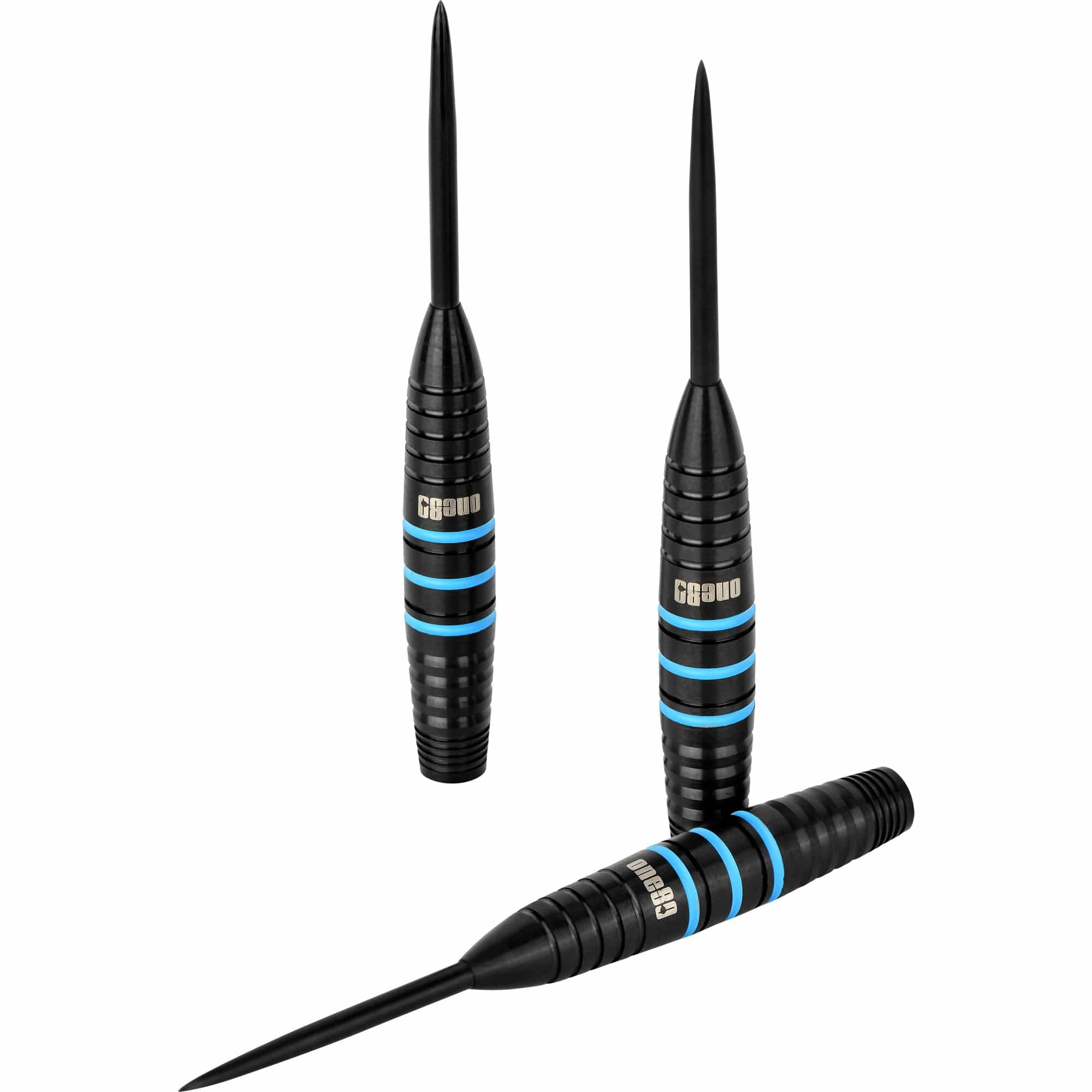 One80 Raise B Darts - Steel Tip - Black - Aqua Blue Rings - Image 4
