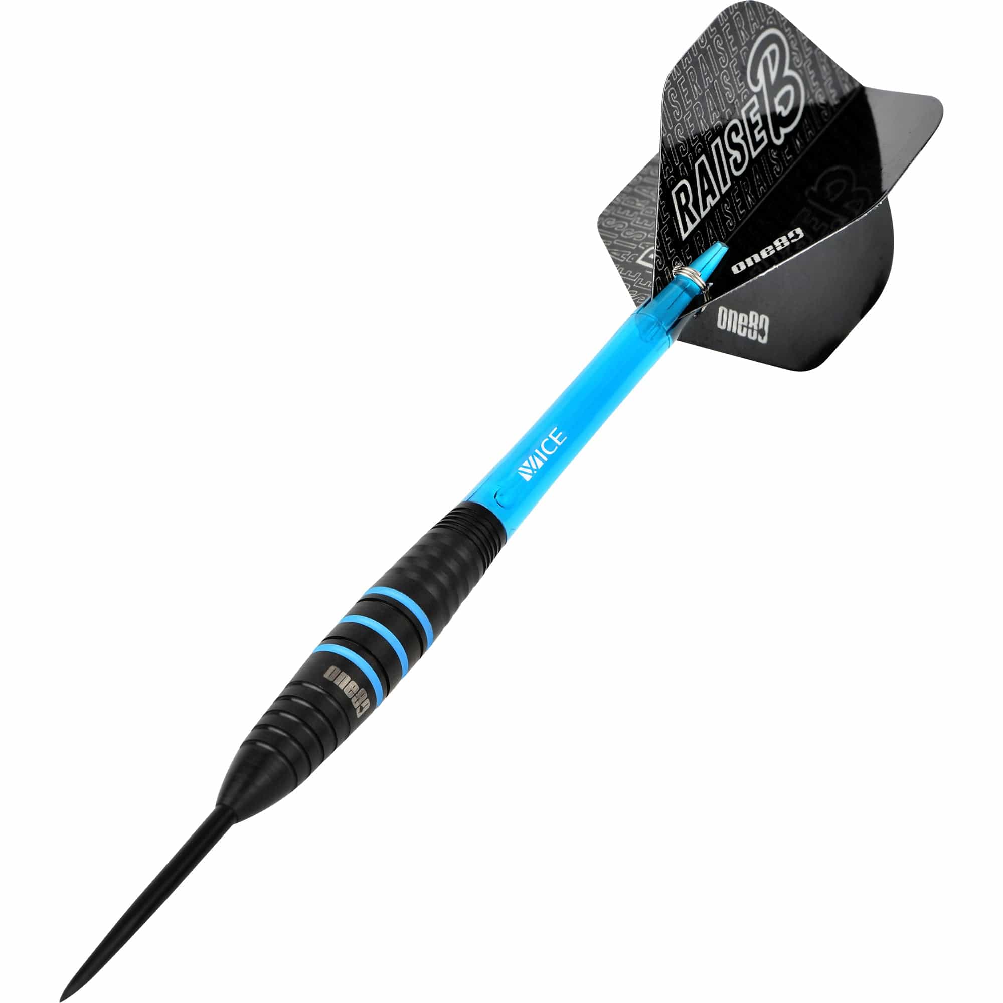 One80 Raise B Darts - Steel Tip - Black - Aqua Blue Rings - Image 5