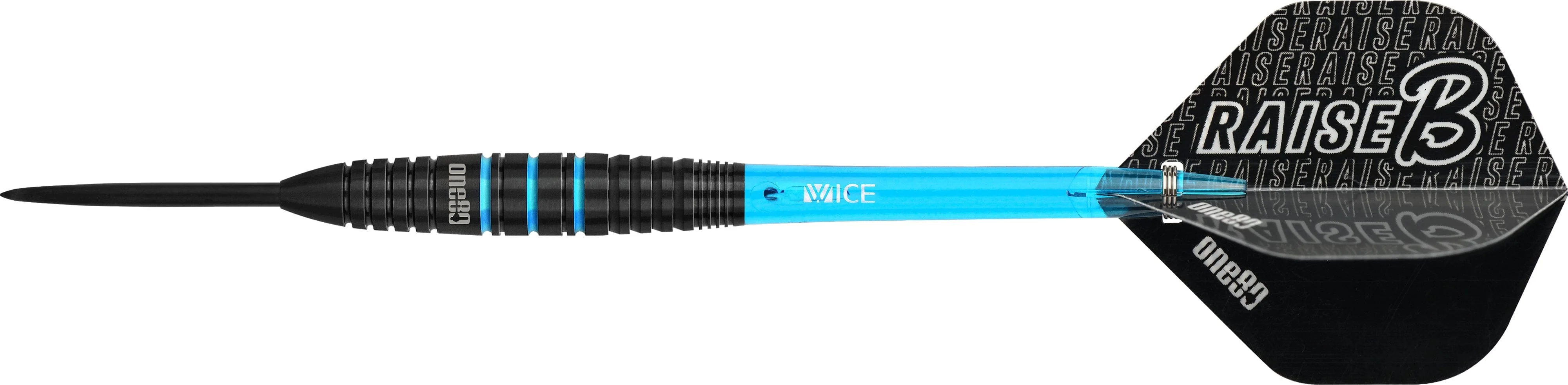 One80 Raise B Darts - Steel Tip - Black - Aqua Blue Rings - Image 7