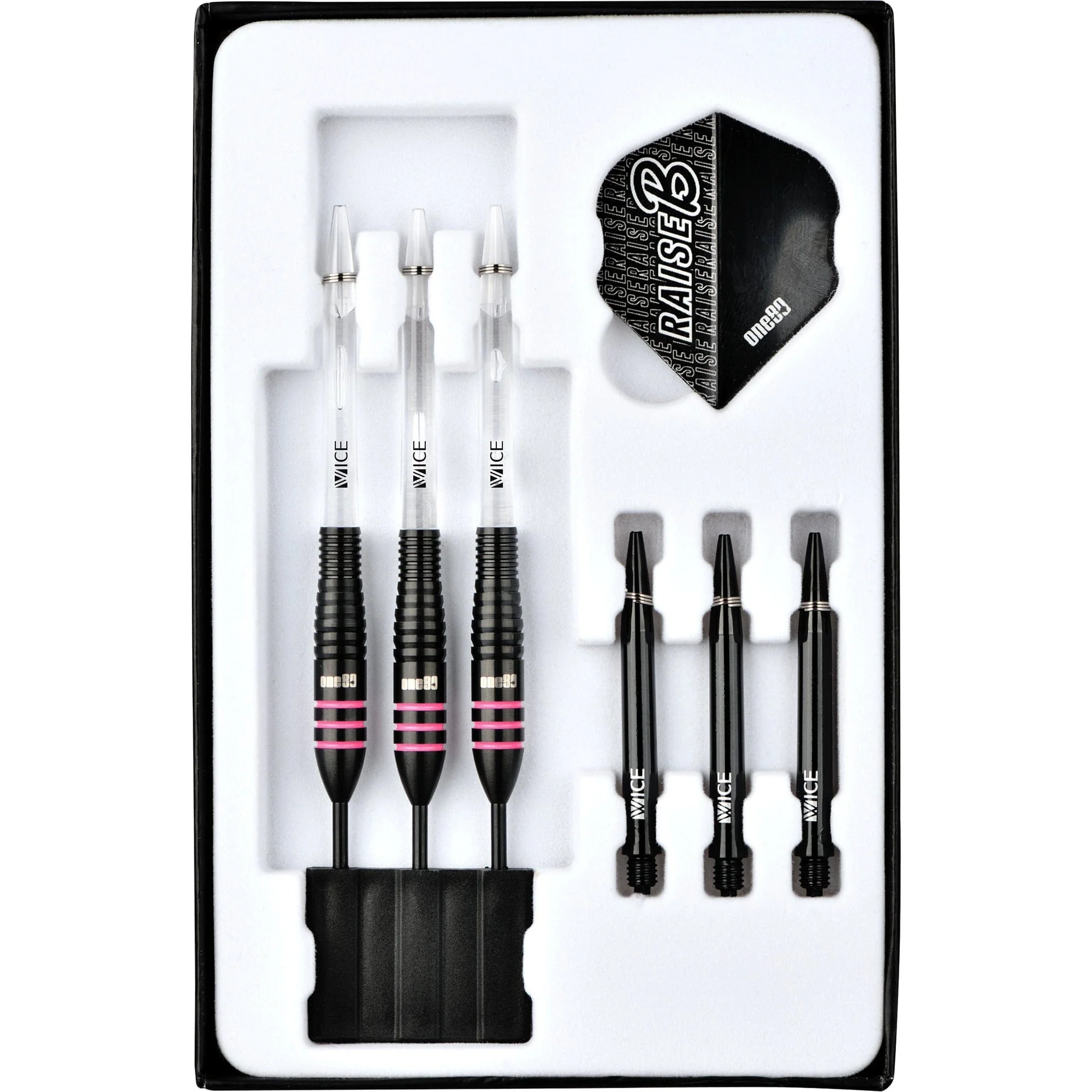 One80 Raise B Darts - Steel Tip - Black - Pink Rings - Image 4
