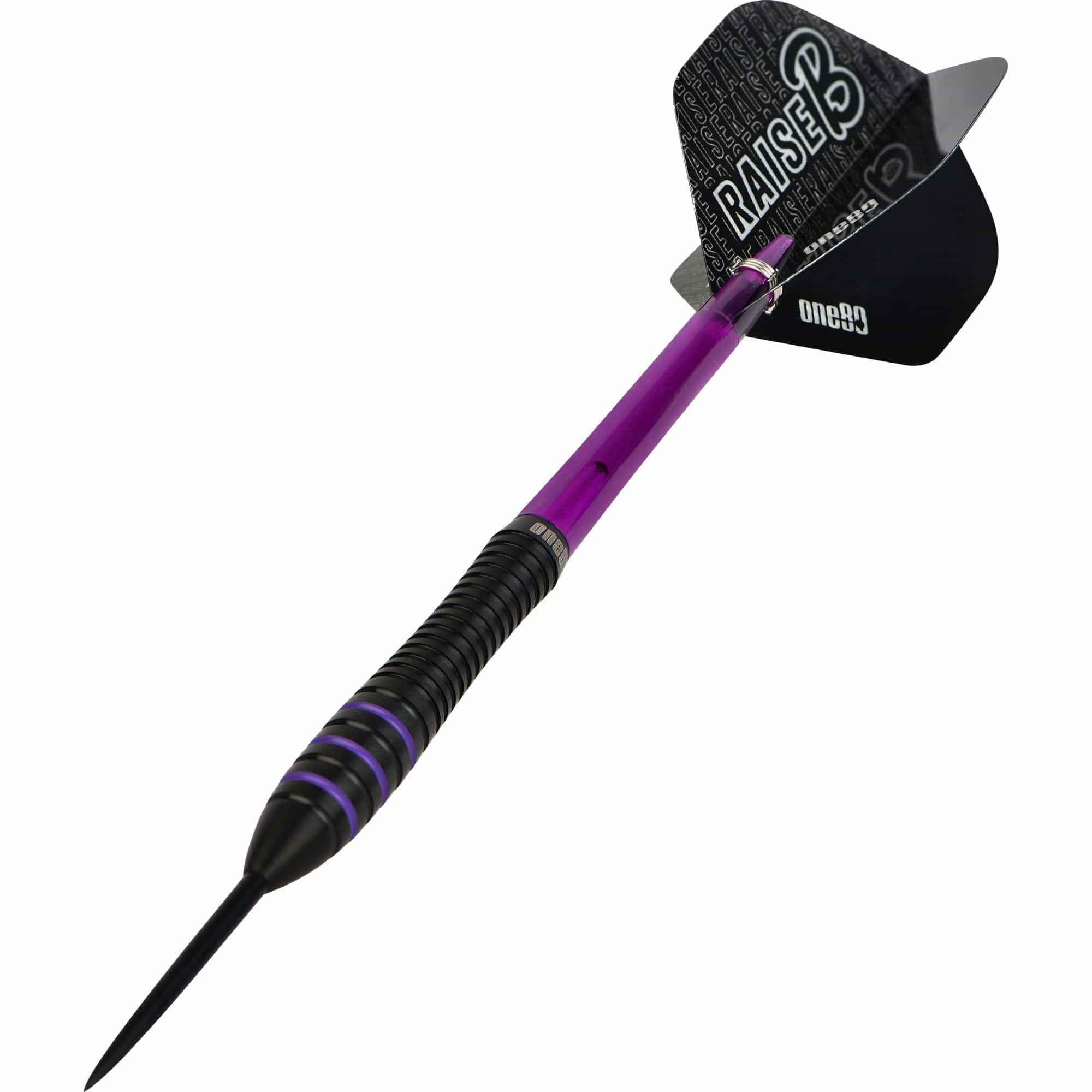 One80 Raise B Darts - Steel Tip - Black - Purple Rings - Image 4